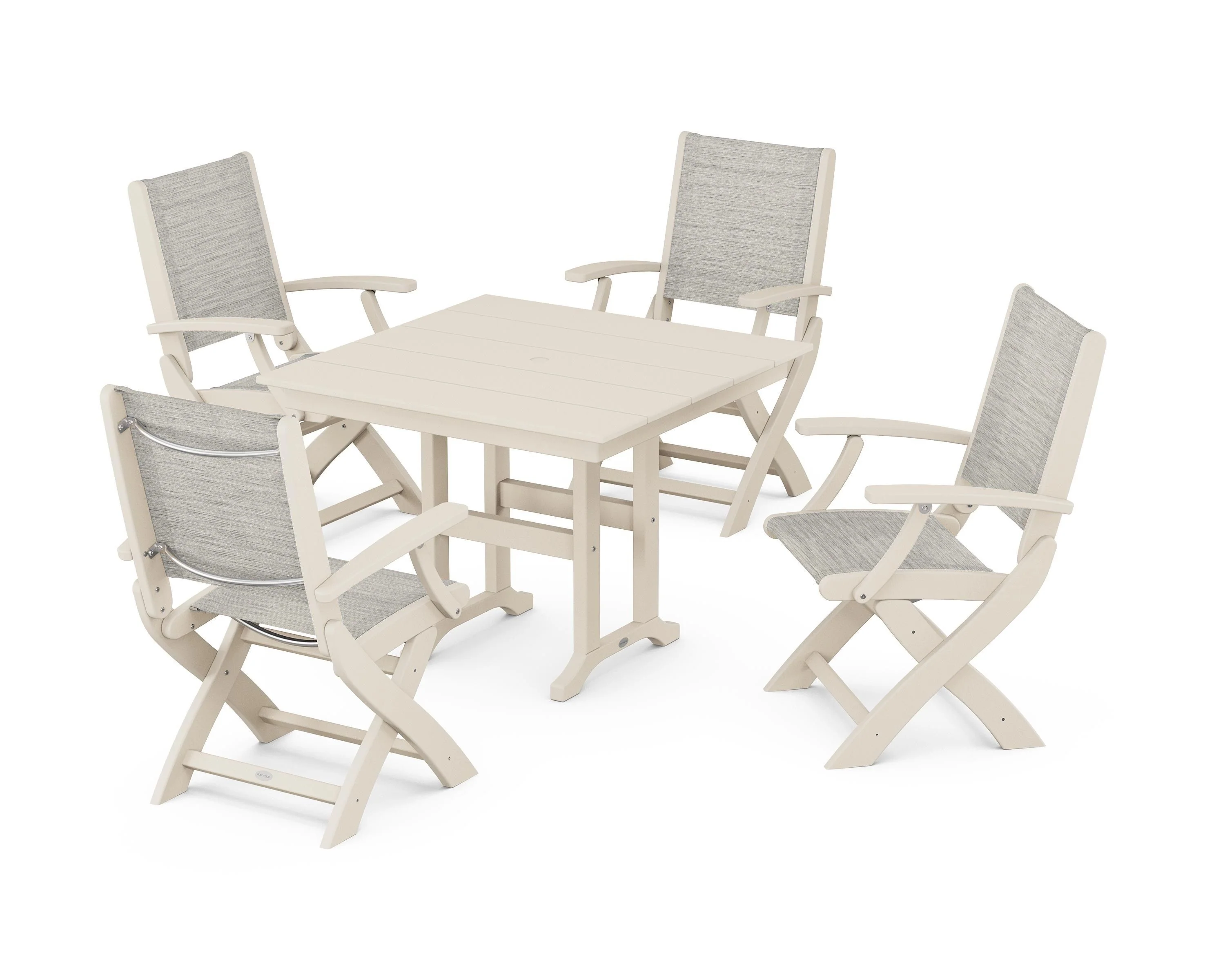 Coastal Folding Chair 5-Piece Farmhouse Dining Set - Image 102