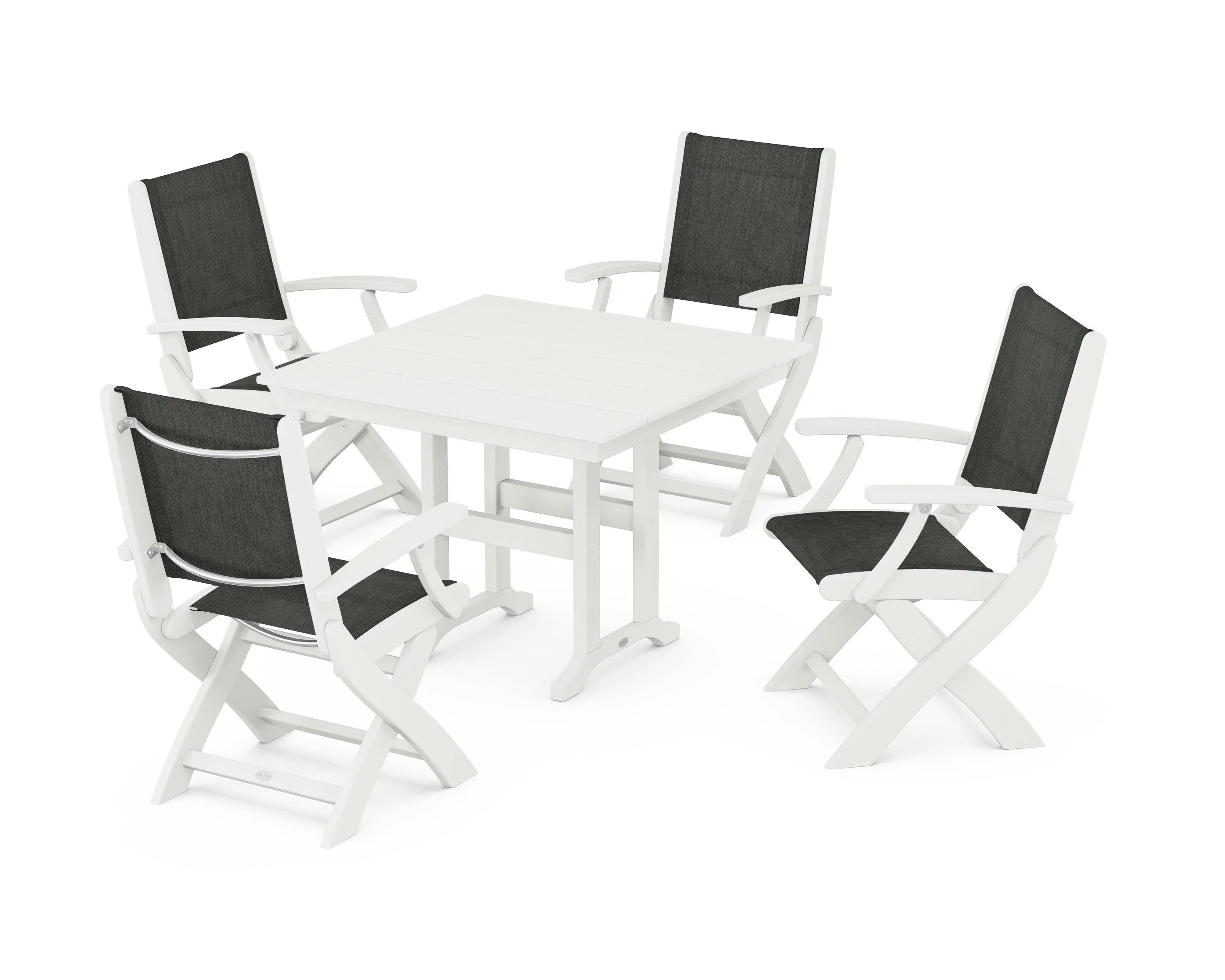 Coastal Folding Chair 5-Piece Farmhouse Dining Set - Image 103