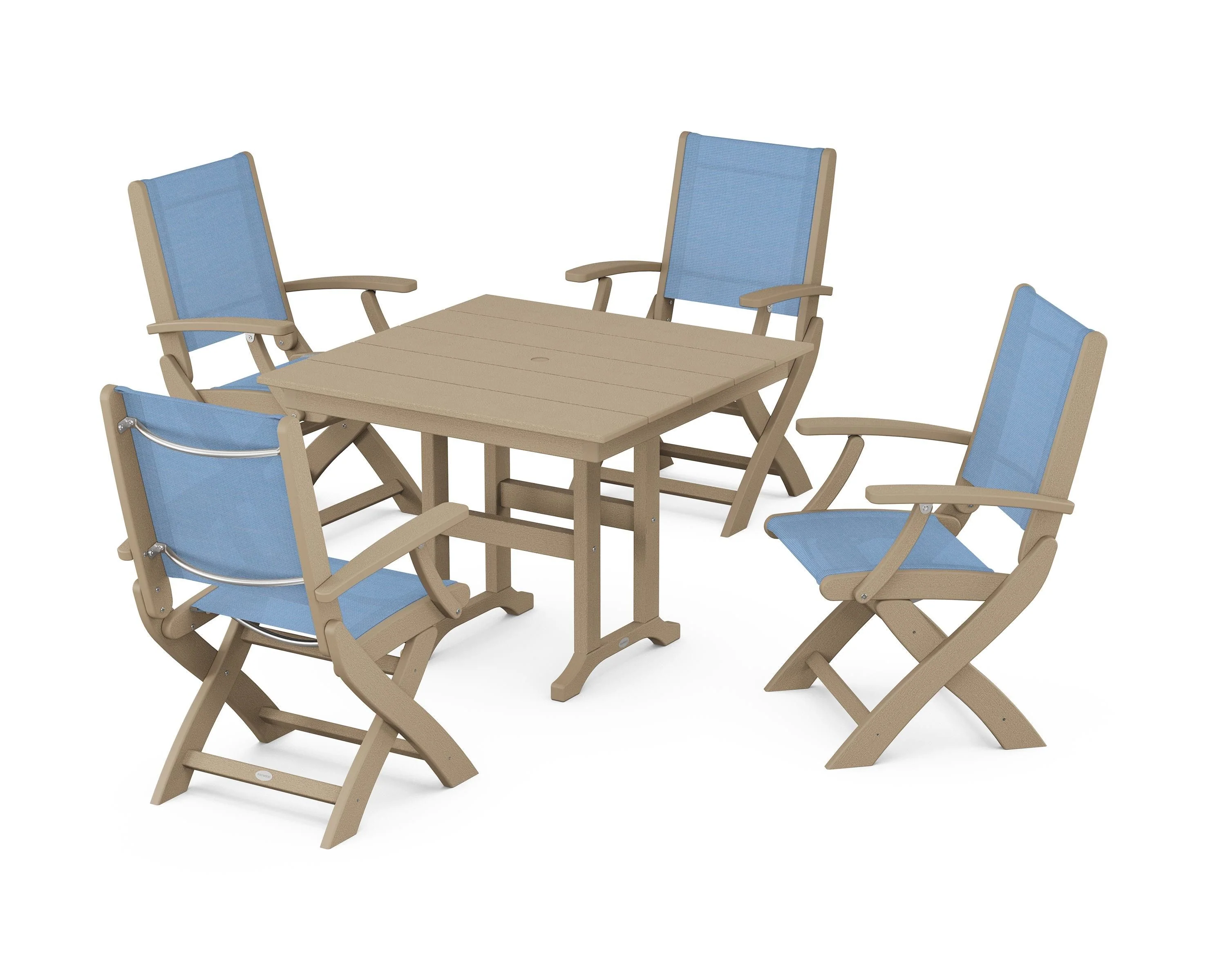 Coastal Folding Chair 5-Piece Farmhouse Dining Set - Image 104