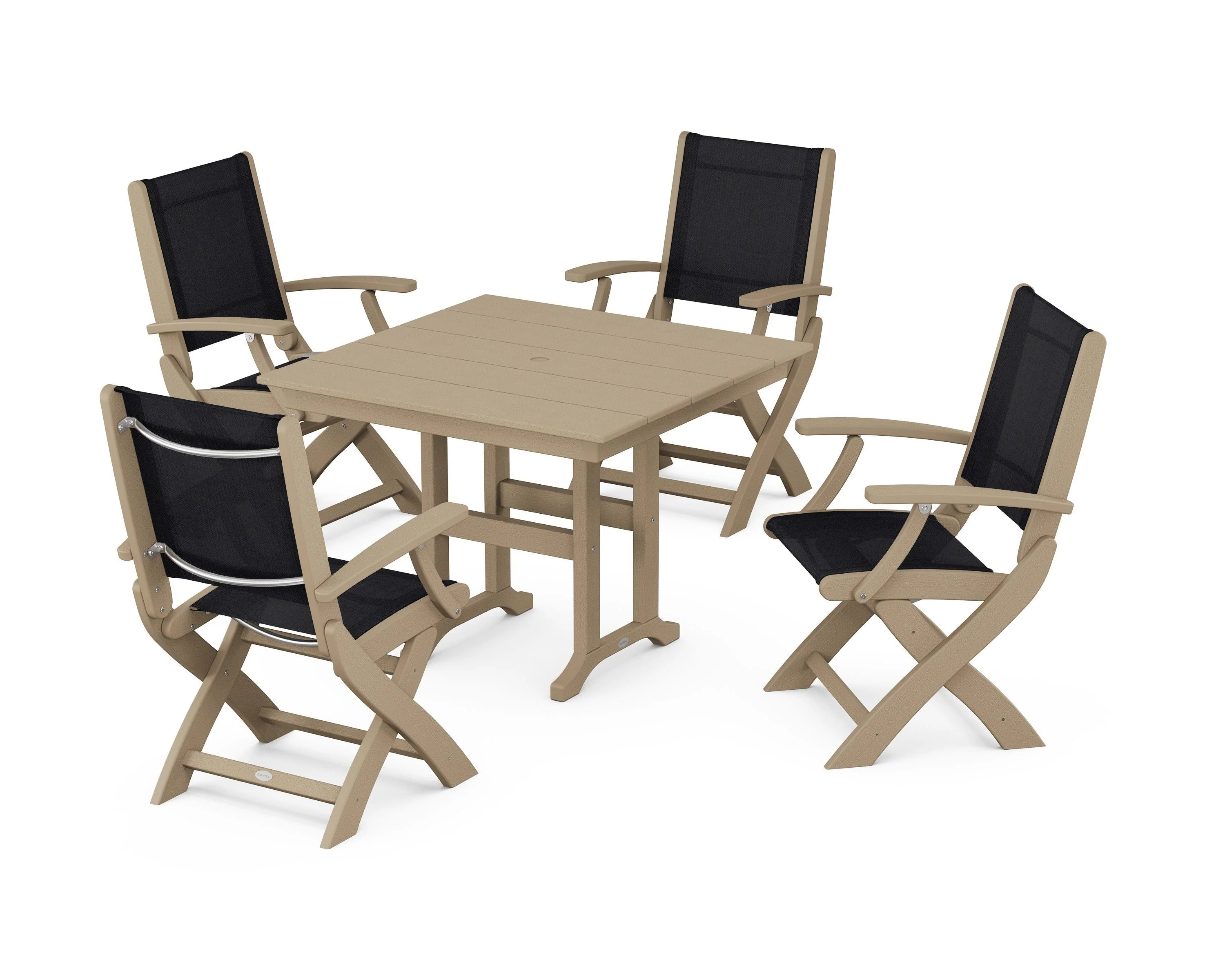 Coastal Folding Chair 5-Piece Farmhouse Dining Set - Image 106
