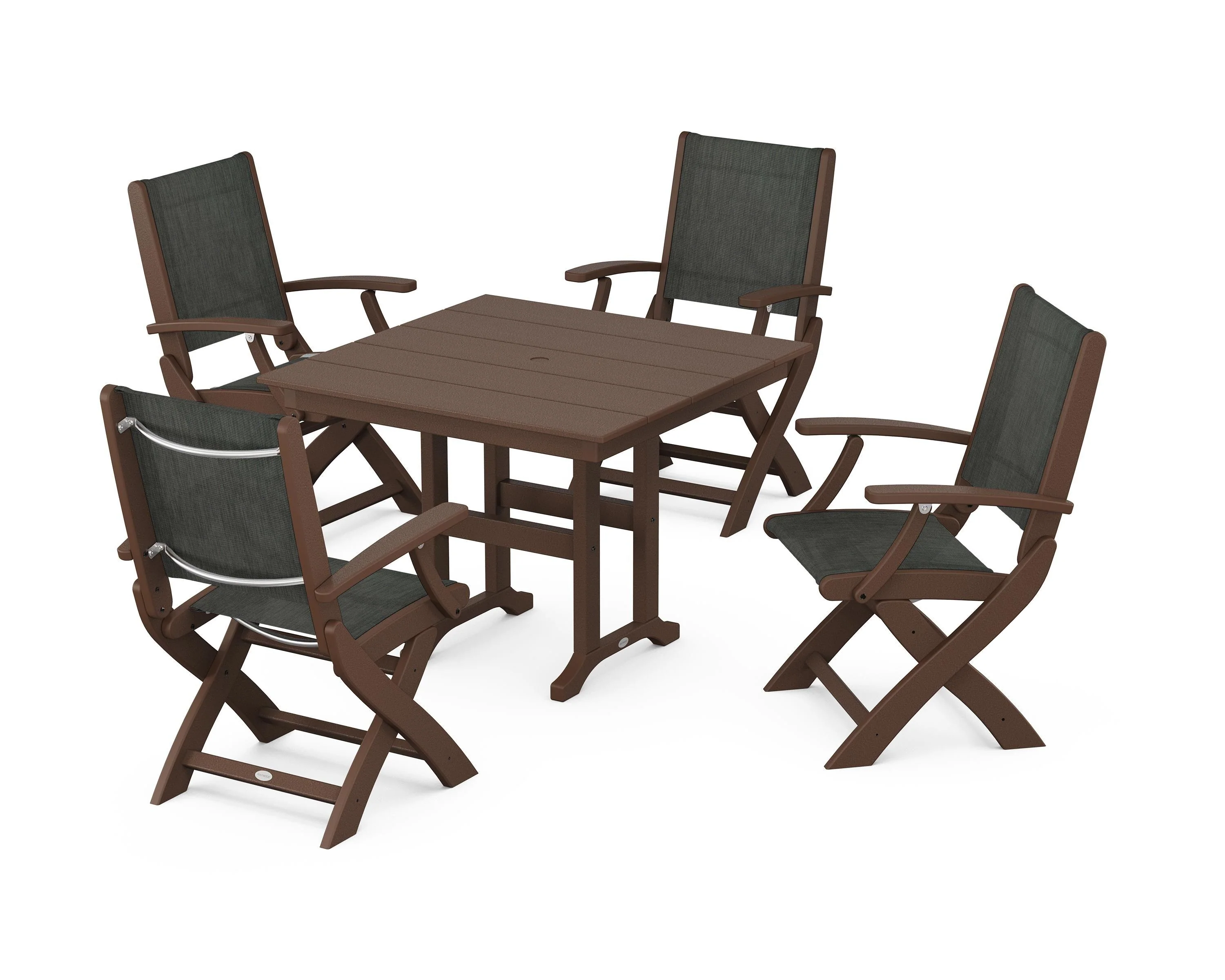Coastal Folding Chair 5-Piece Farmhouse Dining Set - Image 11