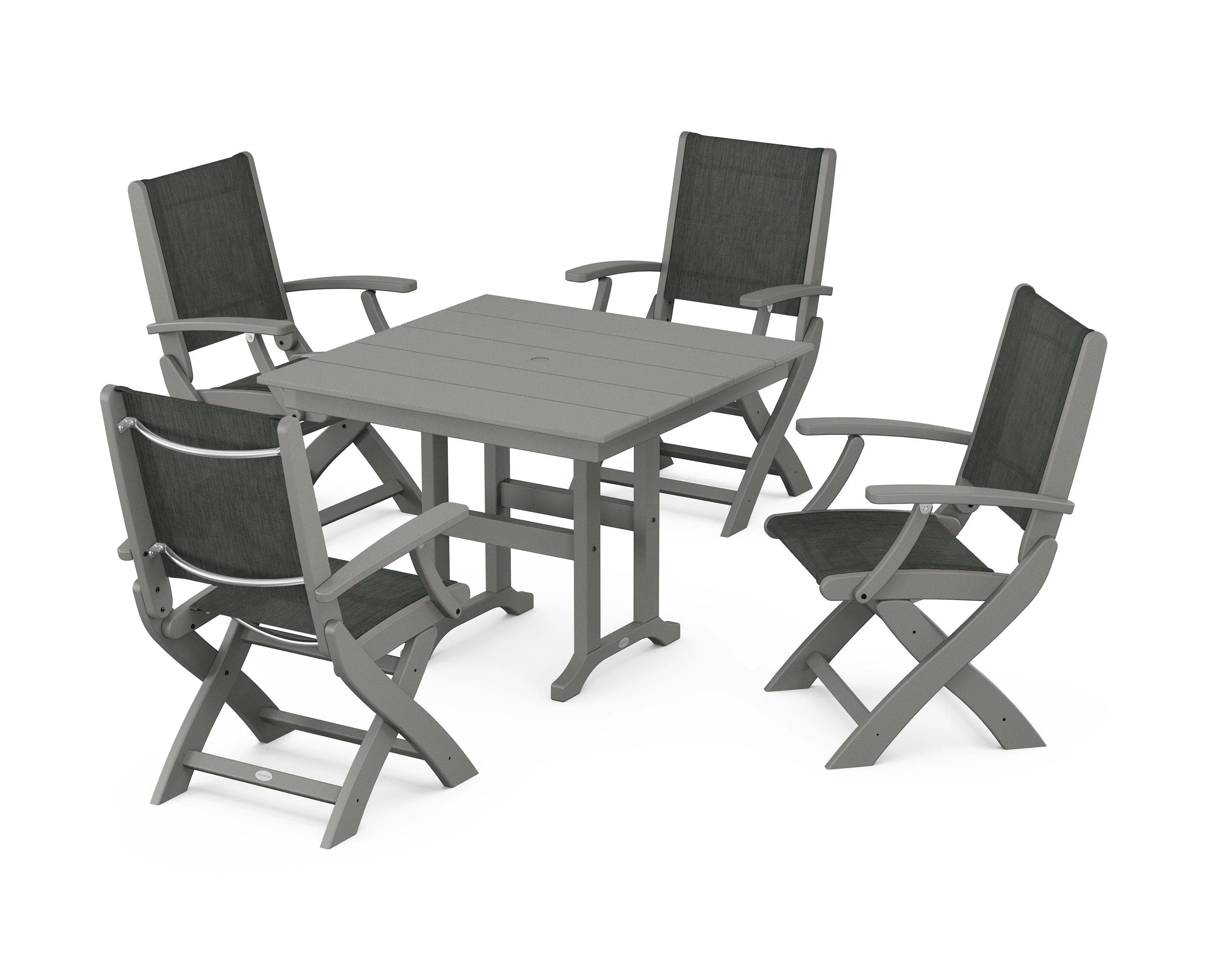 Coastal Folding Chair 5-Piece Farmhouse Dining Set - Image 110