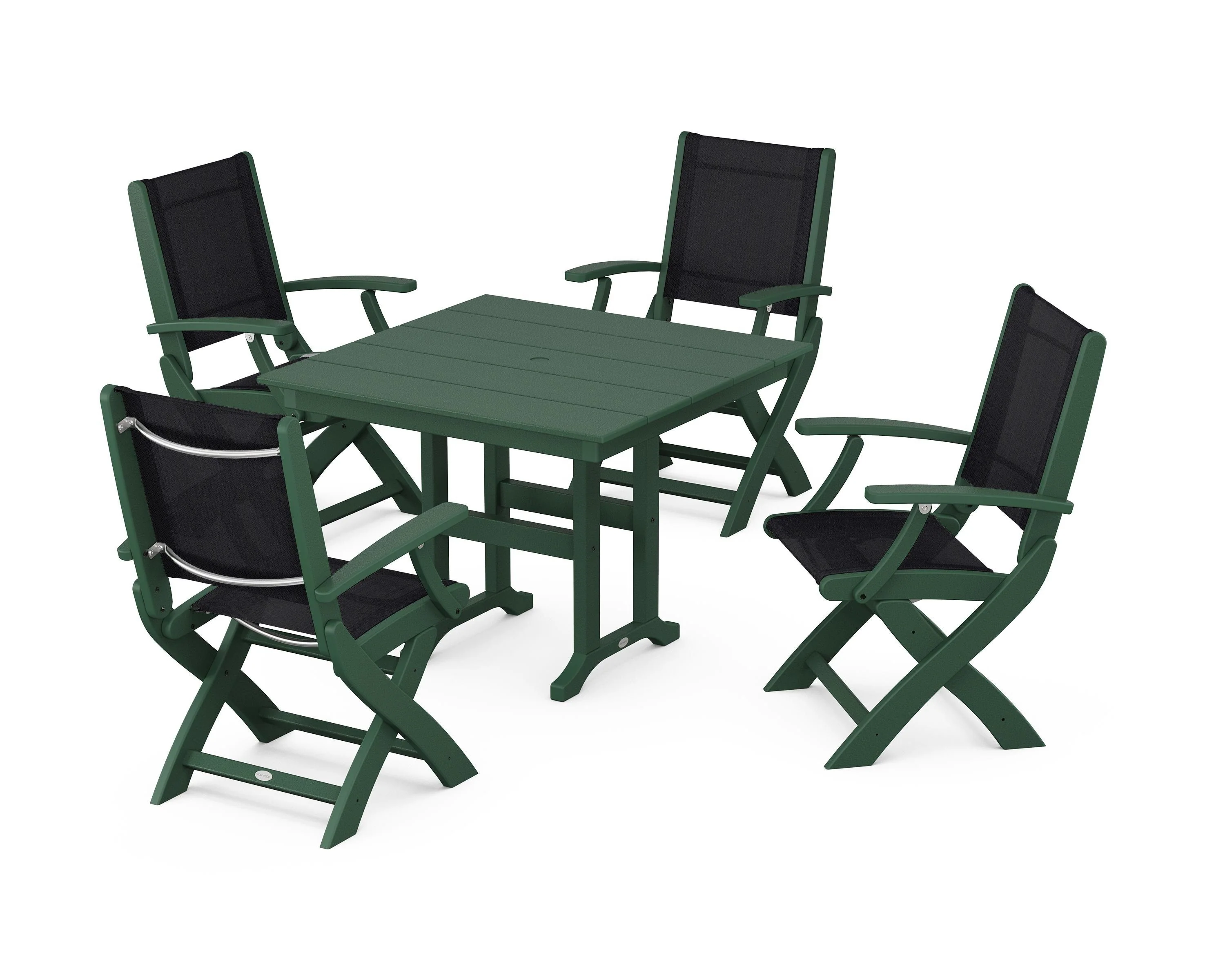 Coastal Folding Chair 5-Piece Farmhouse Dining Set - Image 111