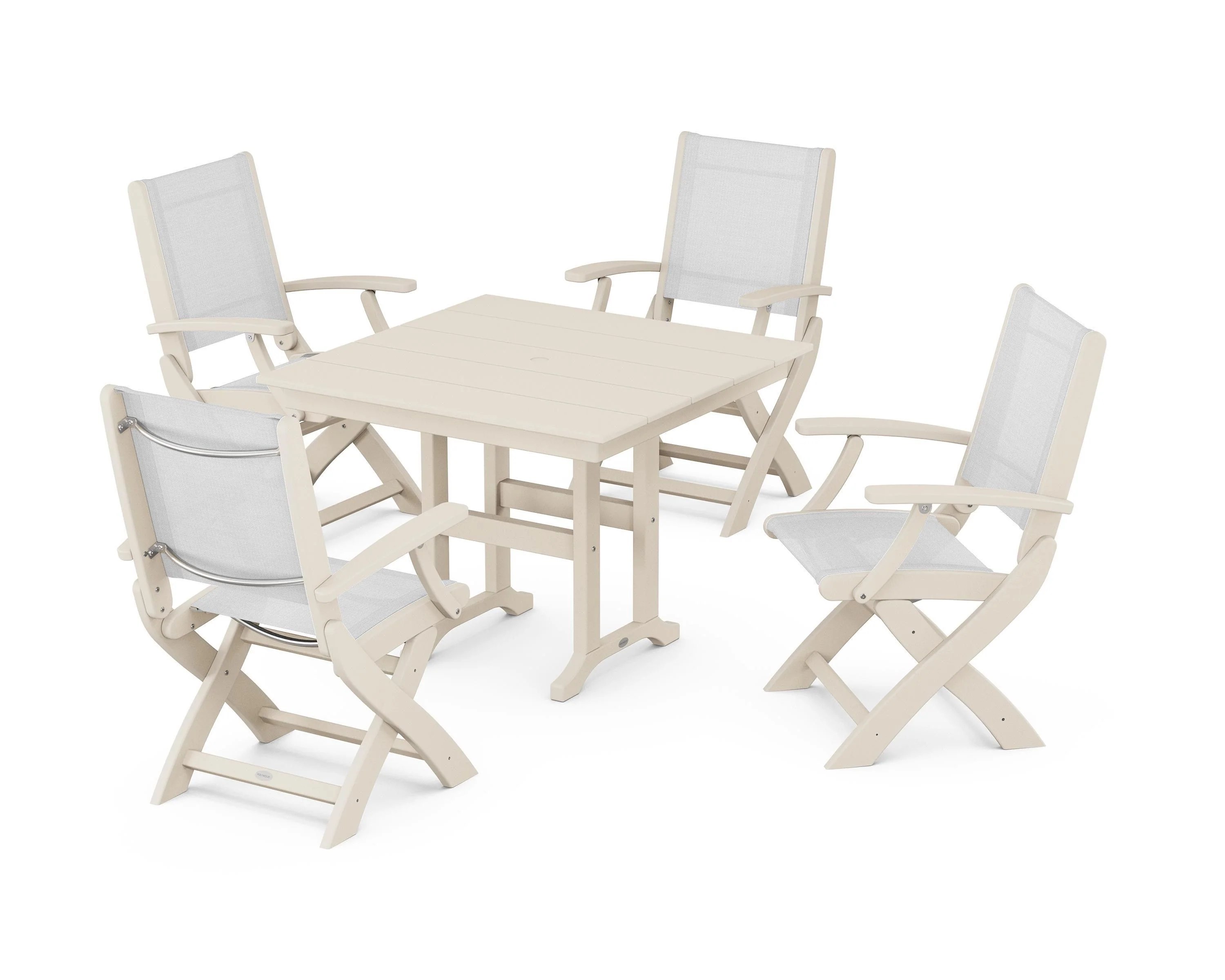 Coastal Folding Chair 5-Piece Farmhouse Dining Set - Image 115