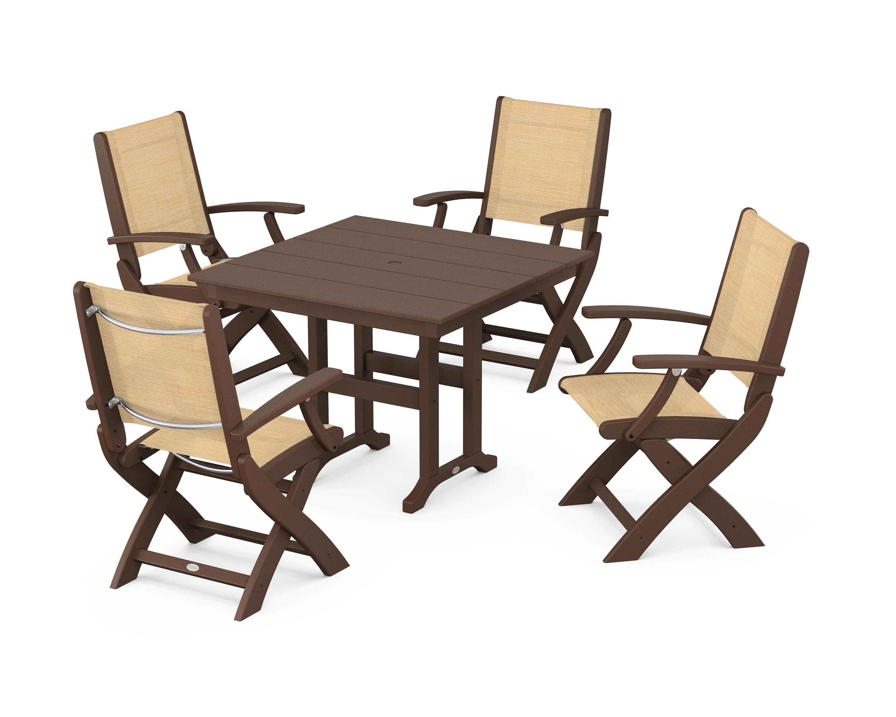Coastal Folding Chair 5-Piece Farmhouse Dining Set - Image 116