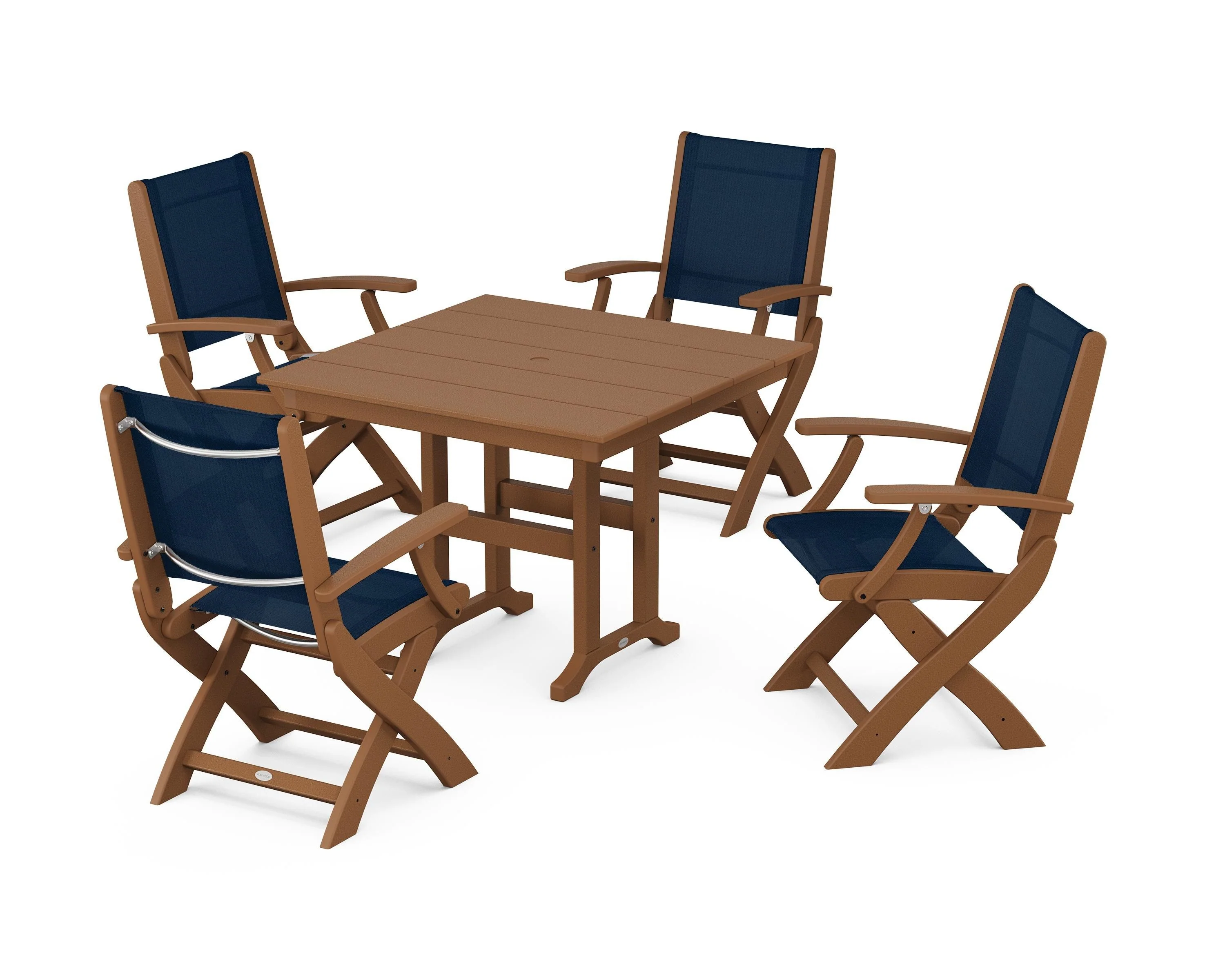 Coastal Folding Chair 5-Piece Farmhouse Dining Set - Image 120