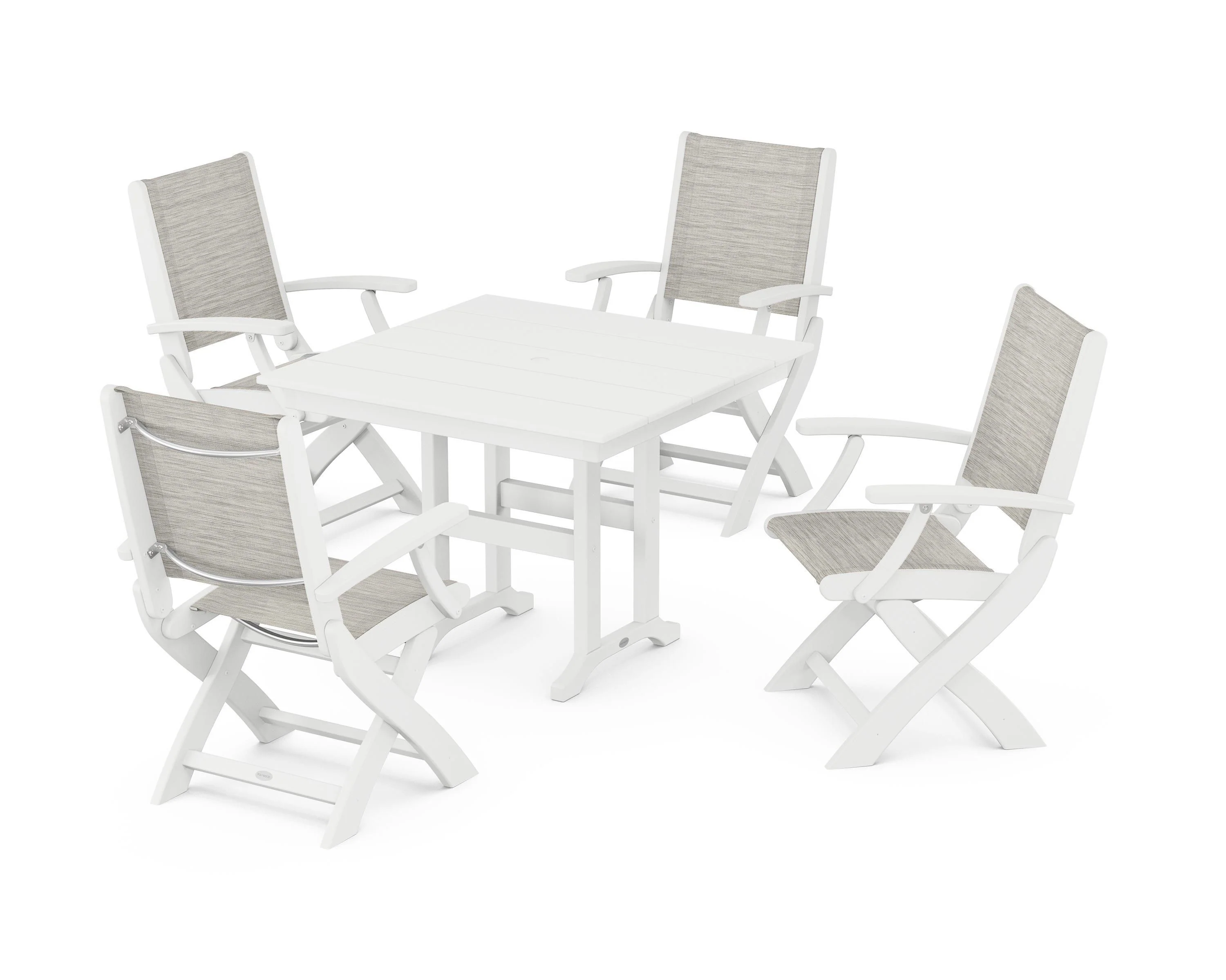 Coastal Folding Chair 5-Piece Farmhouse Dining Set - Image 121