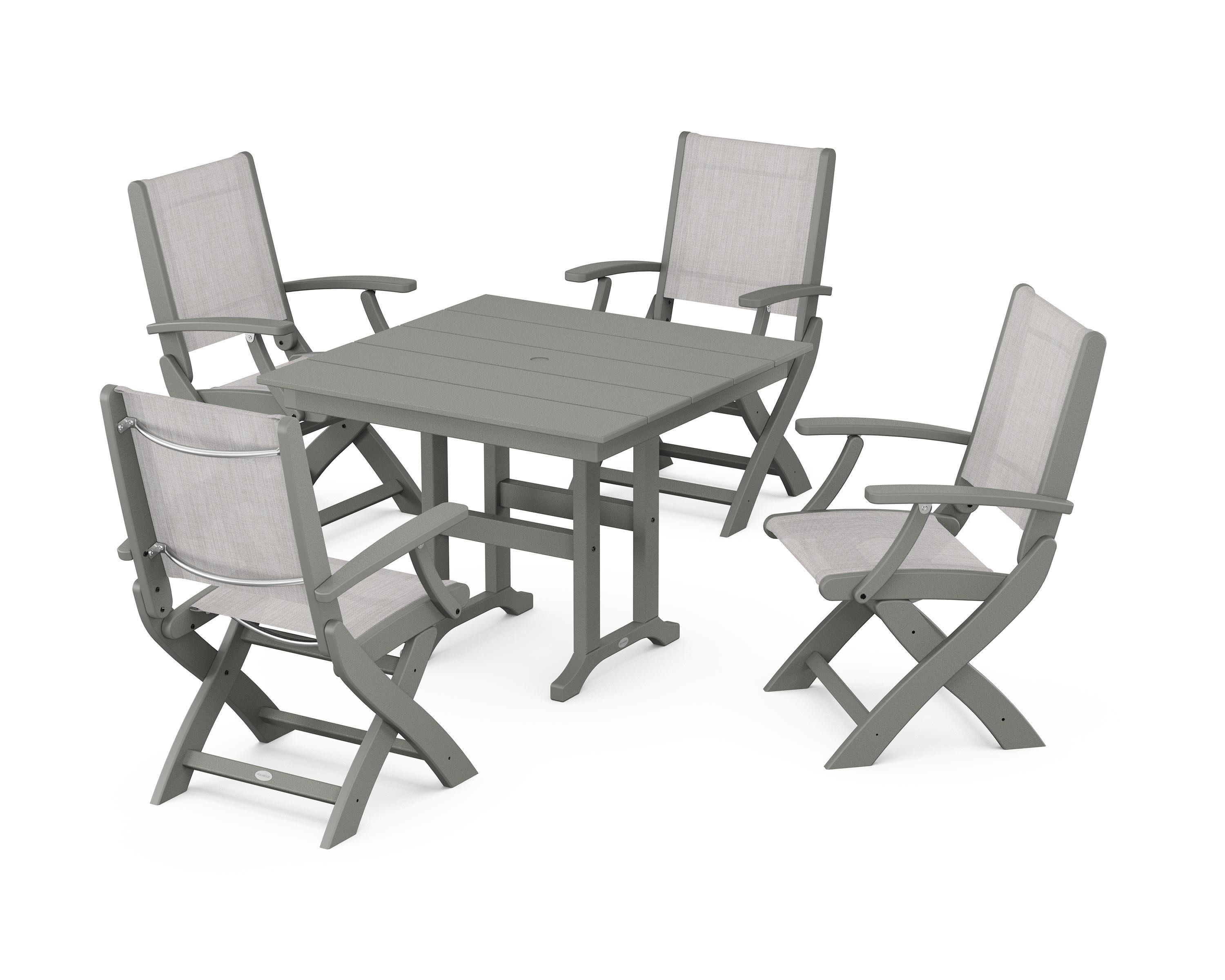 Coastal Folding Chair 5-Piece Farmhouse Dining Set - Image 122