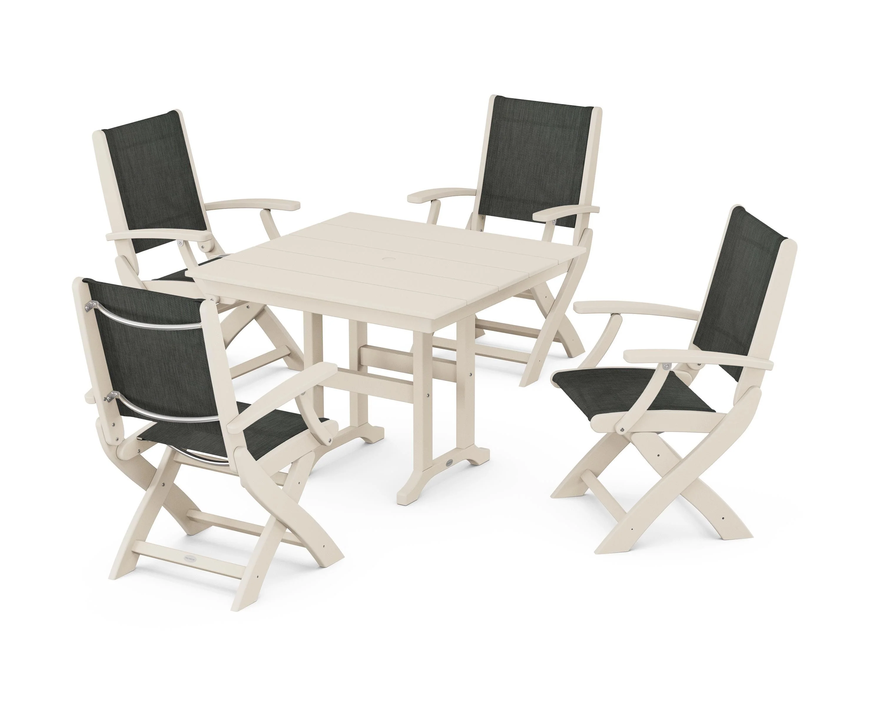 Coastal Folding Chair 5-Piece Farmhouse Dining Set - Image 13