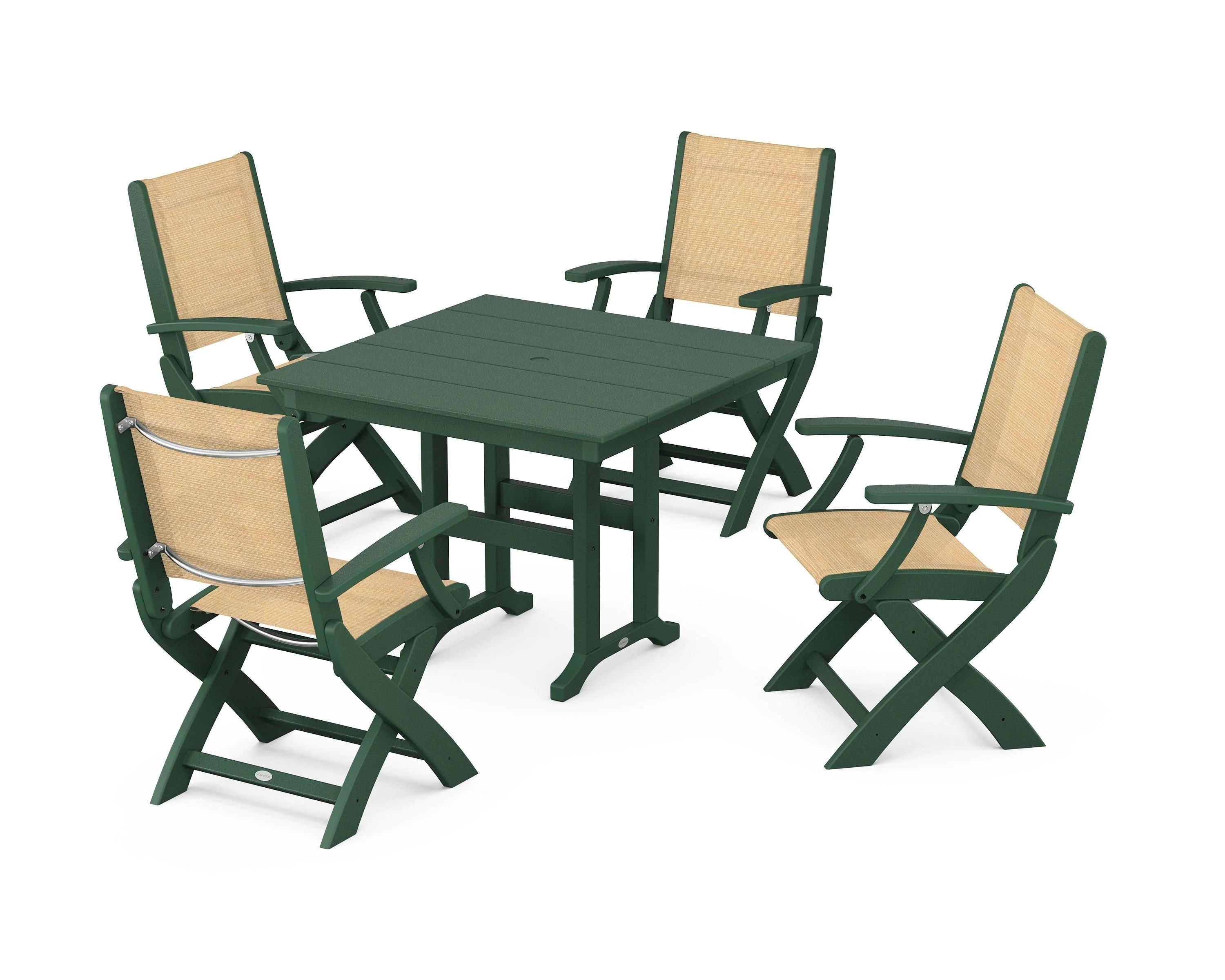 Coastal Folding Chair 5-Piece Farmhouse Dining Set - Image 15