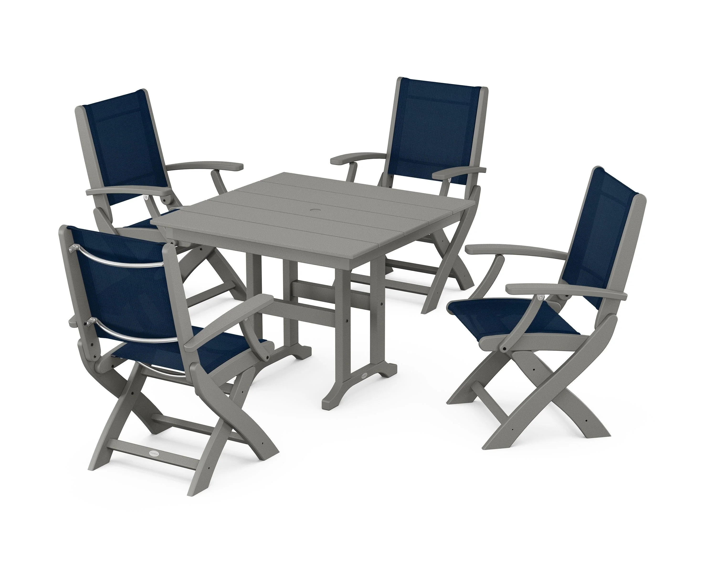 Coastal Folding Chair 5-Piece Farmhouse Dining Set - Image 20