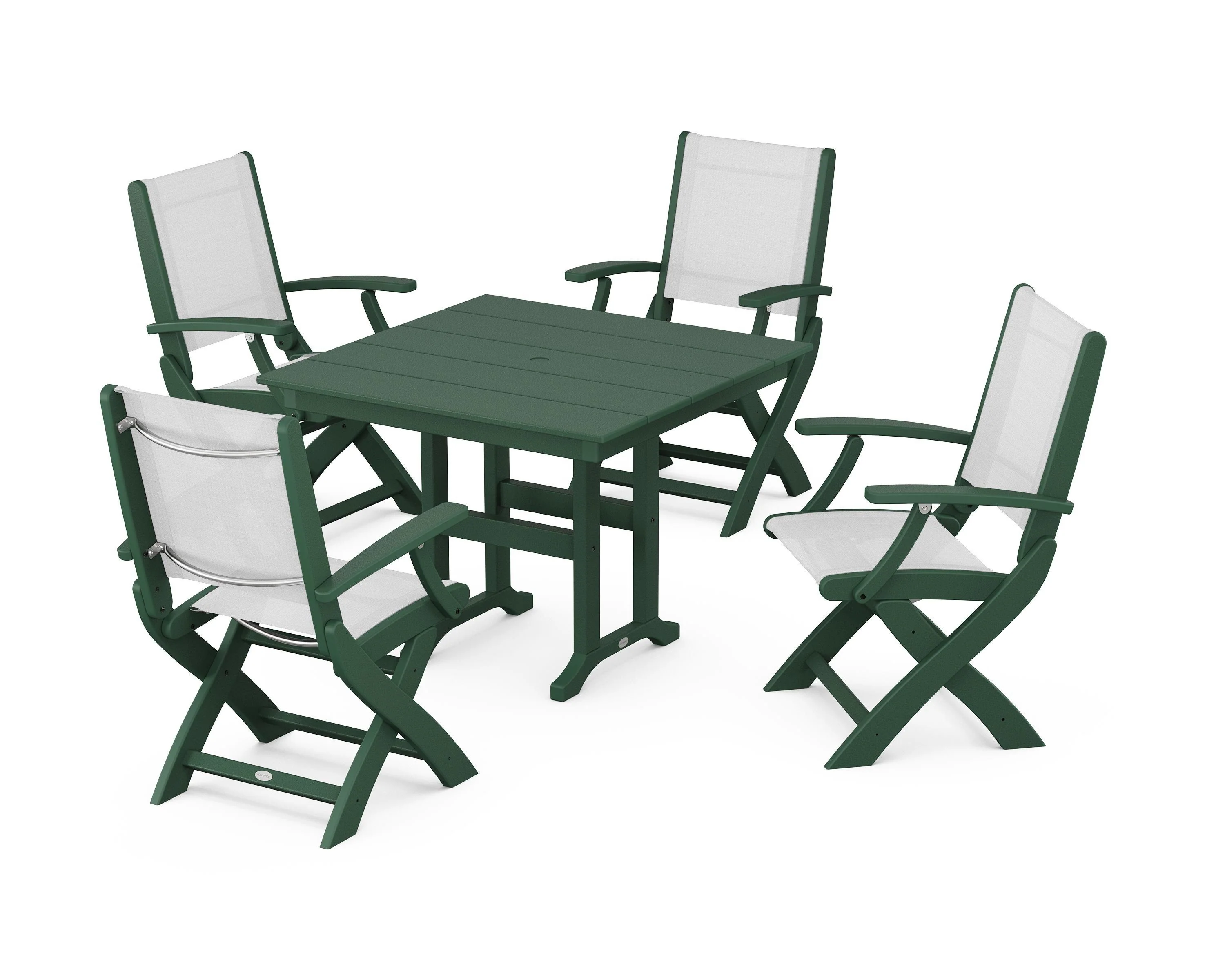 Coastal Folding Chair 5-Piece Farmhouse Dining Set - Image 21