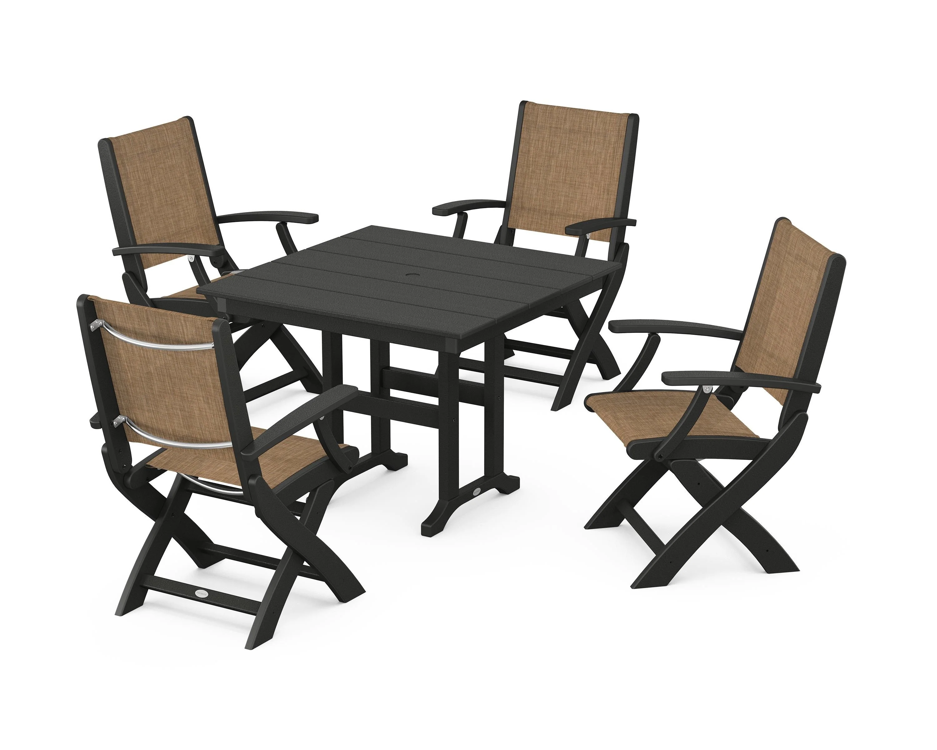 Coastal Folding Chair 5-Piece Farmhouse Dining Set - Image 23