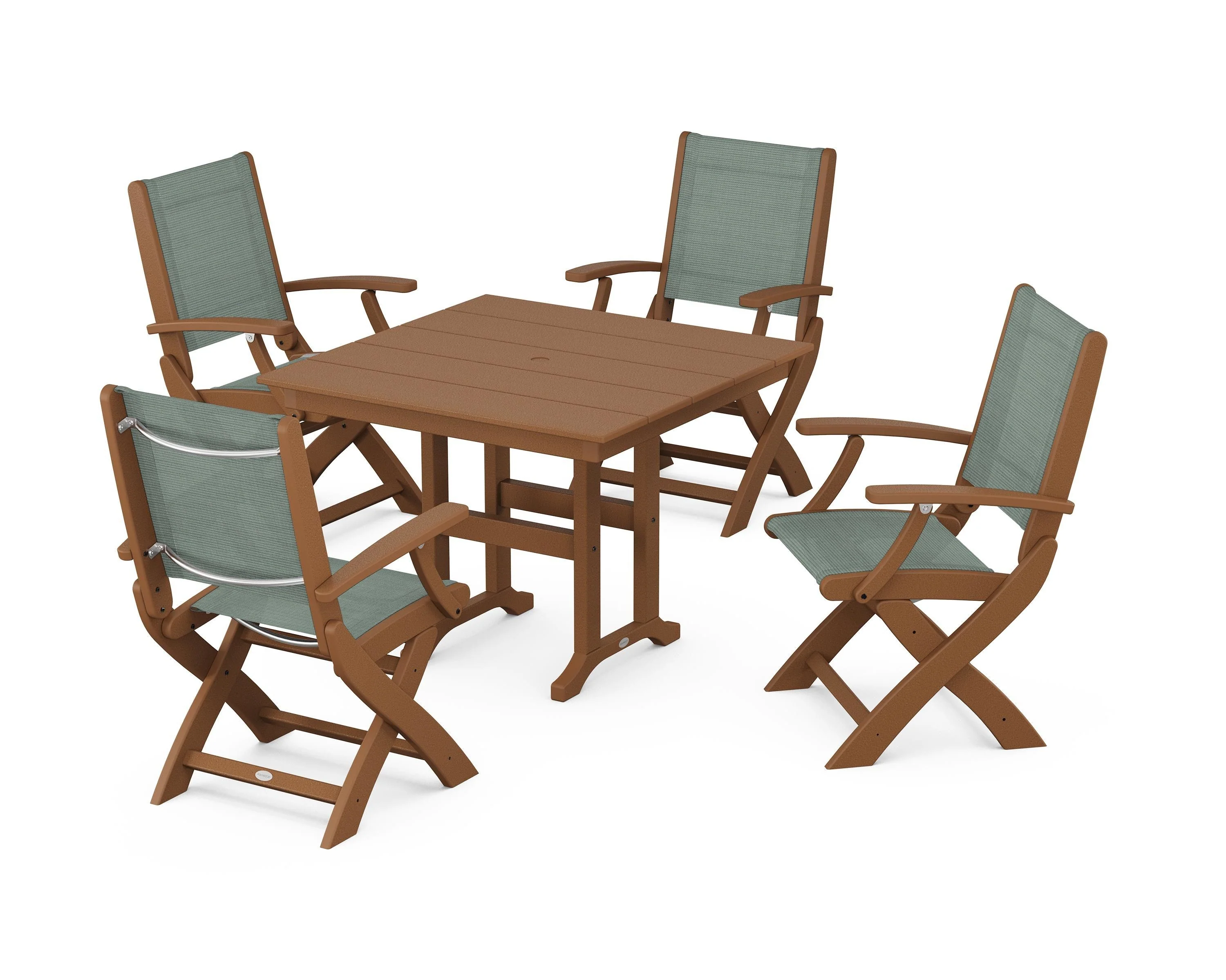 Coastal Folding Chair 5-Piece Farmhouse Dining Set - Image 24