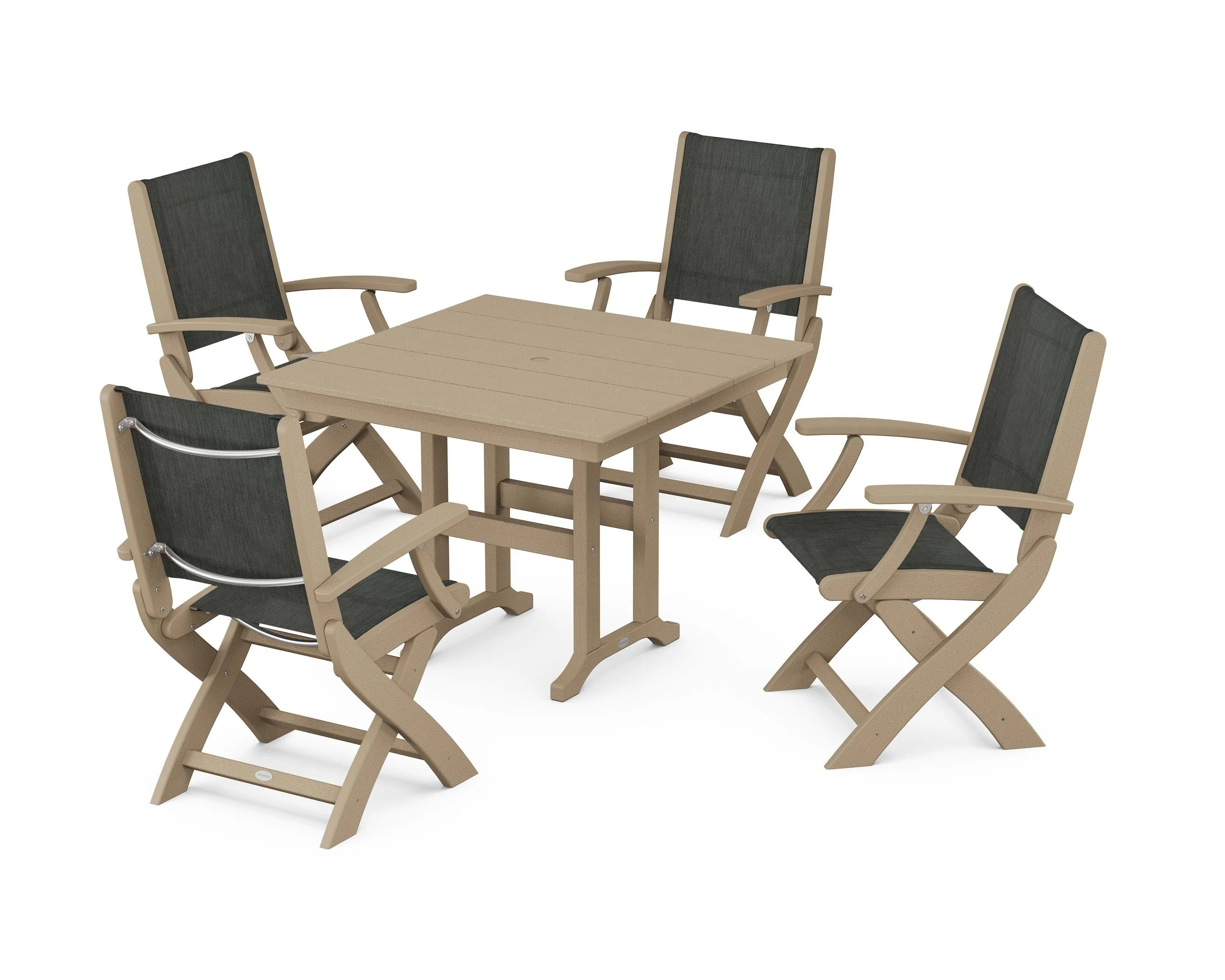 Coastal Folding Chair 5-Piece Farmhouse Dining Set - Image 25