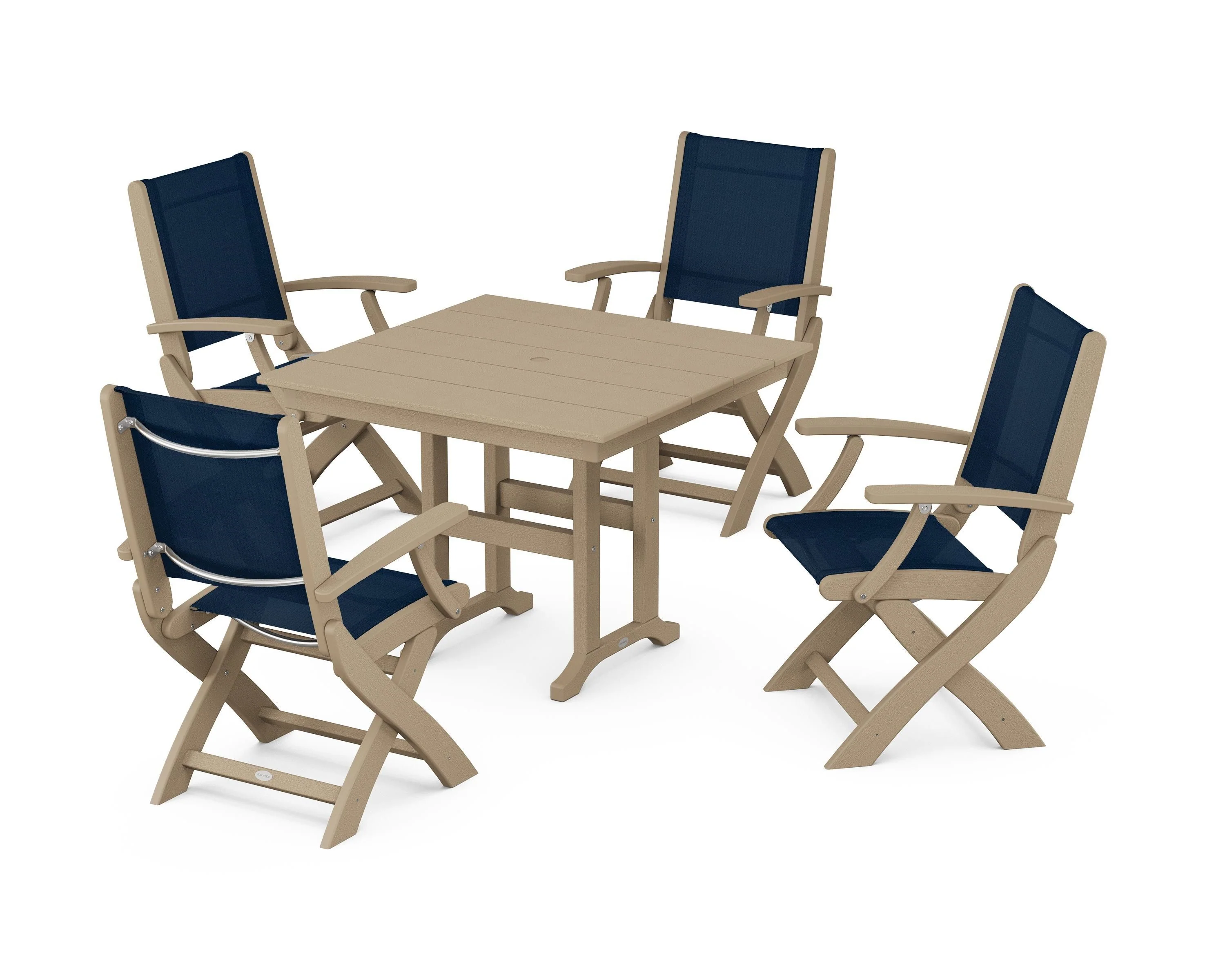 Coastal Folding Chair 5-Piece Farmhouse Dining Set - Image 27