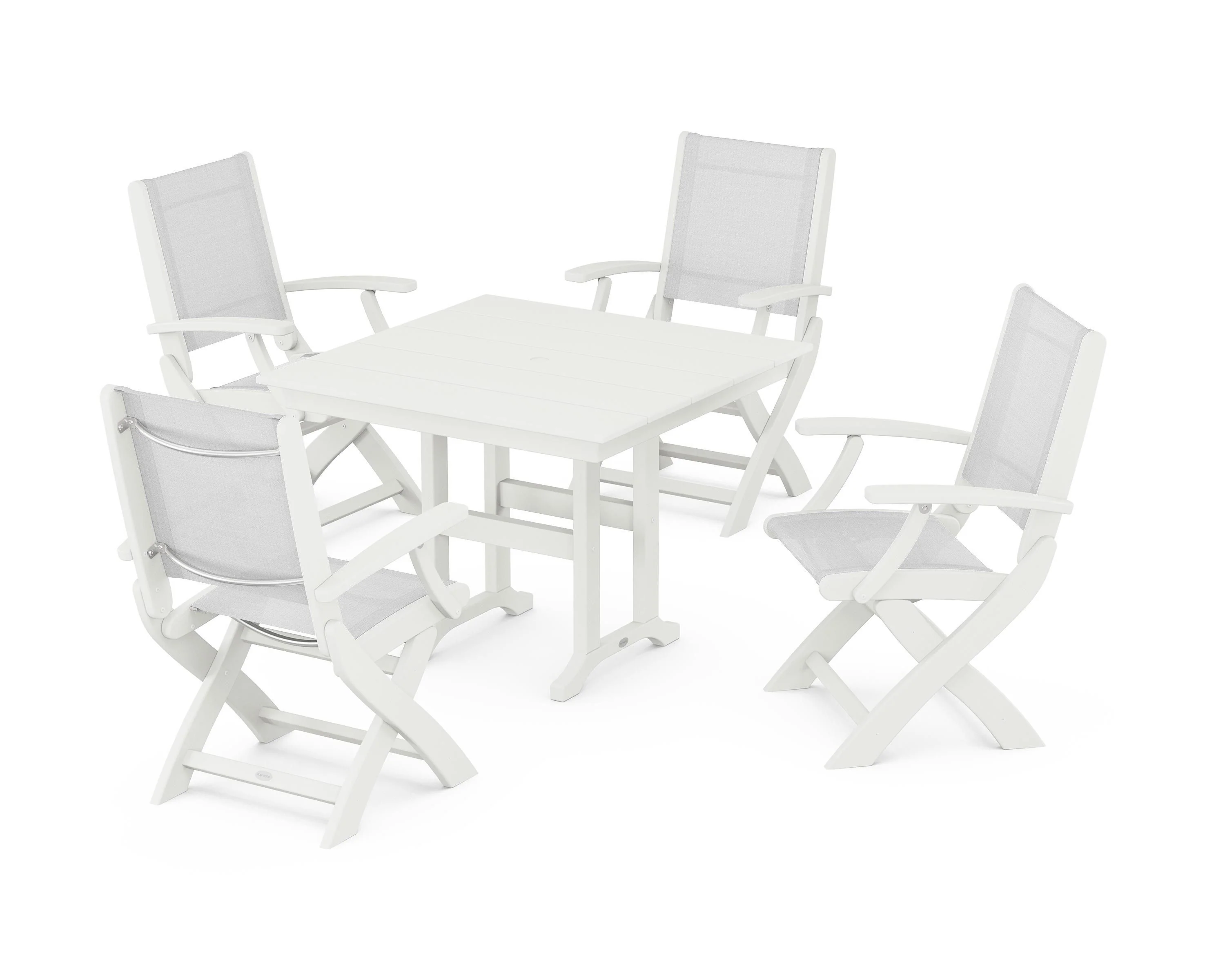 Coastal Folding Chair 5-Piece Farmhouse Dining Set - Image 29