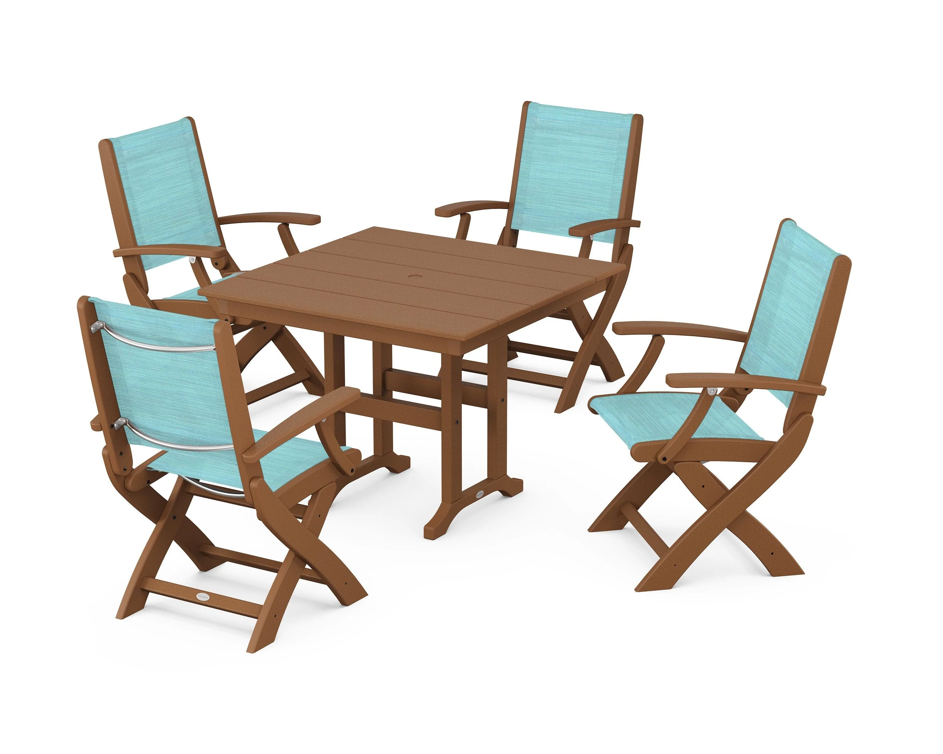 Coastal Folding Chair 5-Piece Farmhouse Dining Set - Image 31