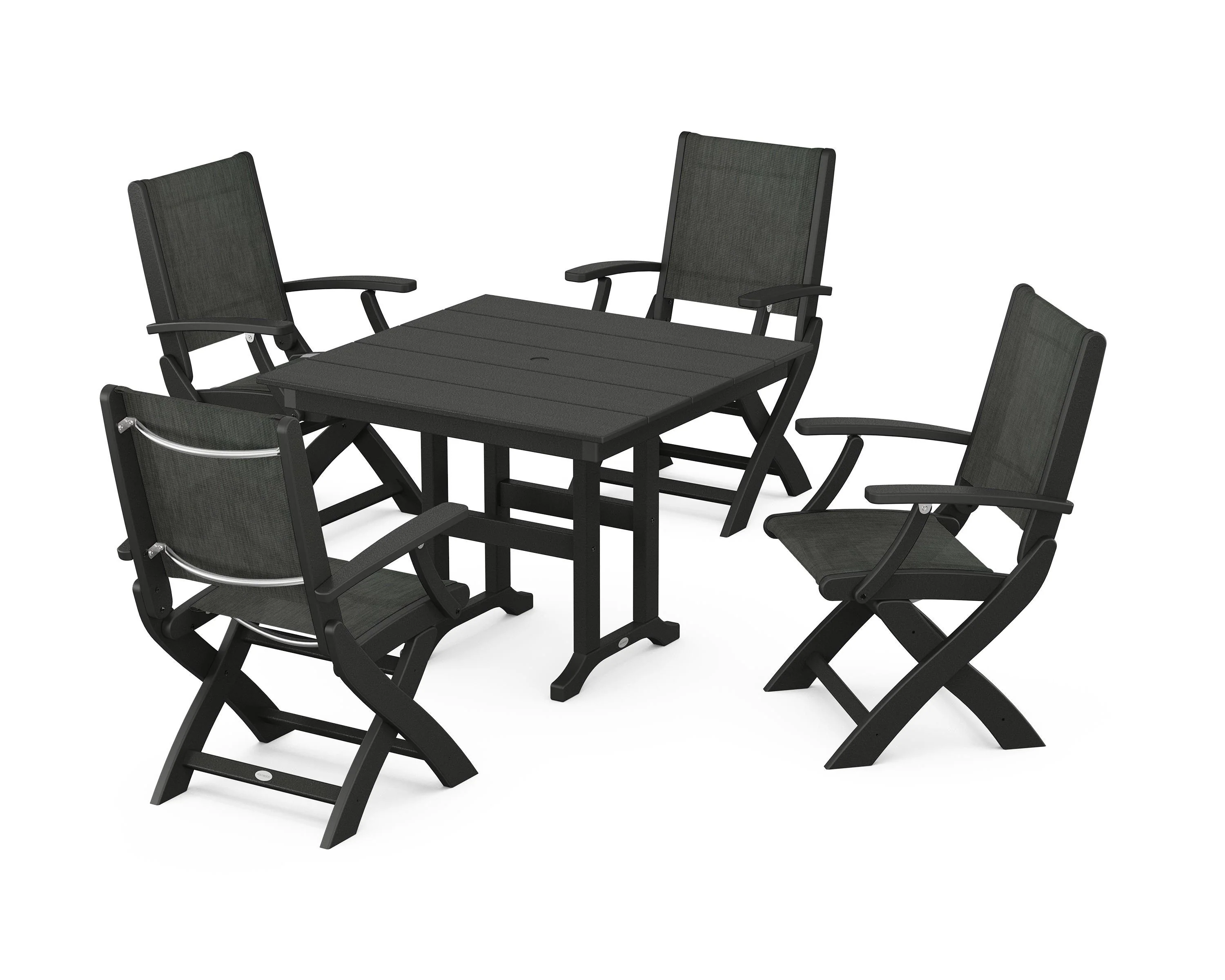 Coastal Folding Chair 5-Piece Farmhouse Dining Set - Image 34