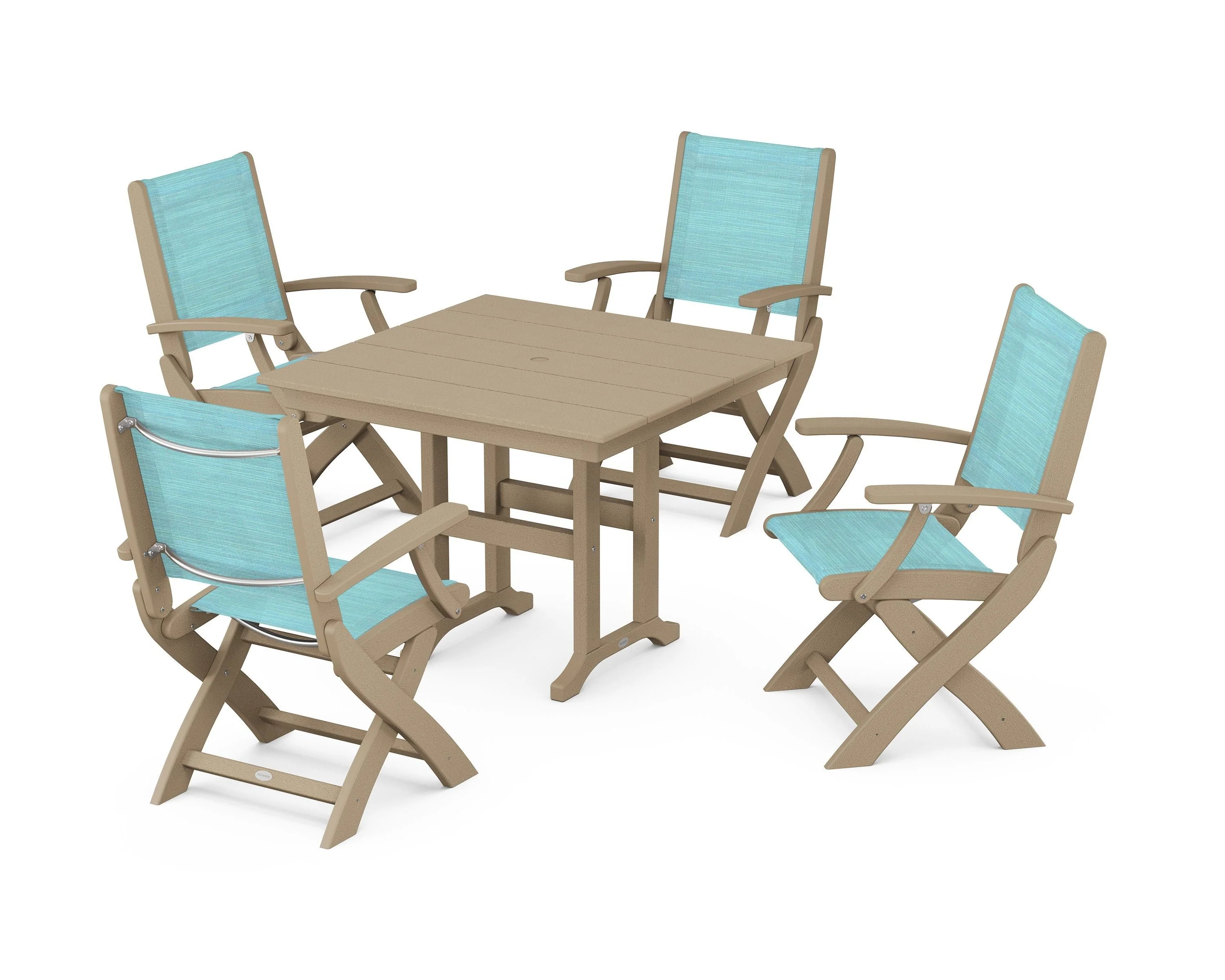 Coastal Folding Chair 5-Piece Farmhouse Dining Set - Image 35
