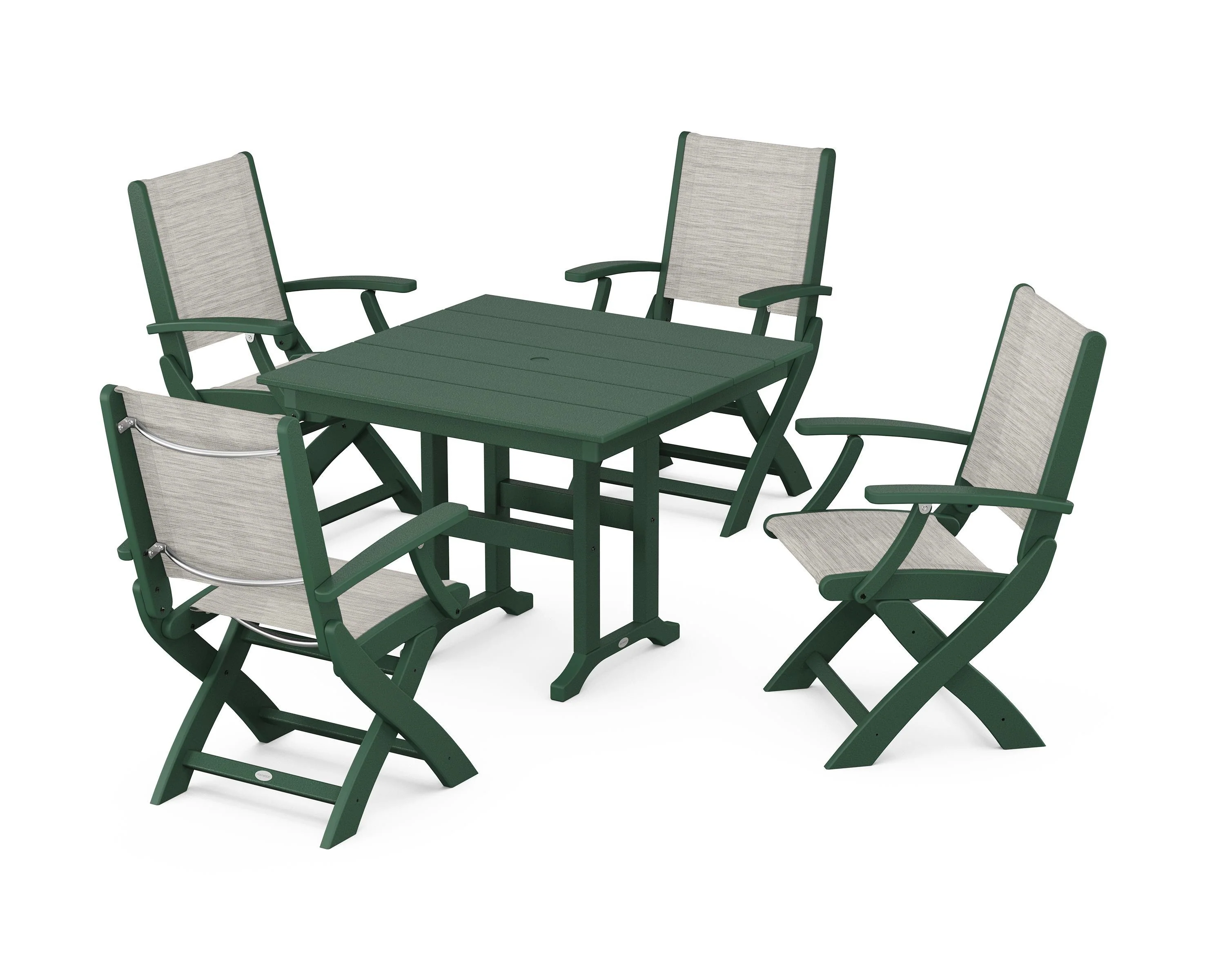 Coastal Folding Chair 5-Piece Farmhouse Dining Set - Image 36