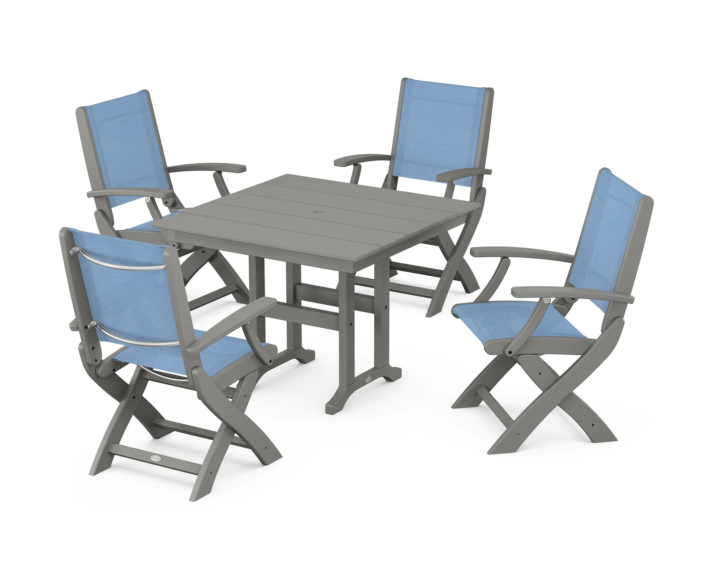 Coastal Folding Chair 5-Piece Farmhouse Dining Set - Image 37