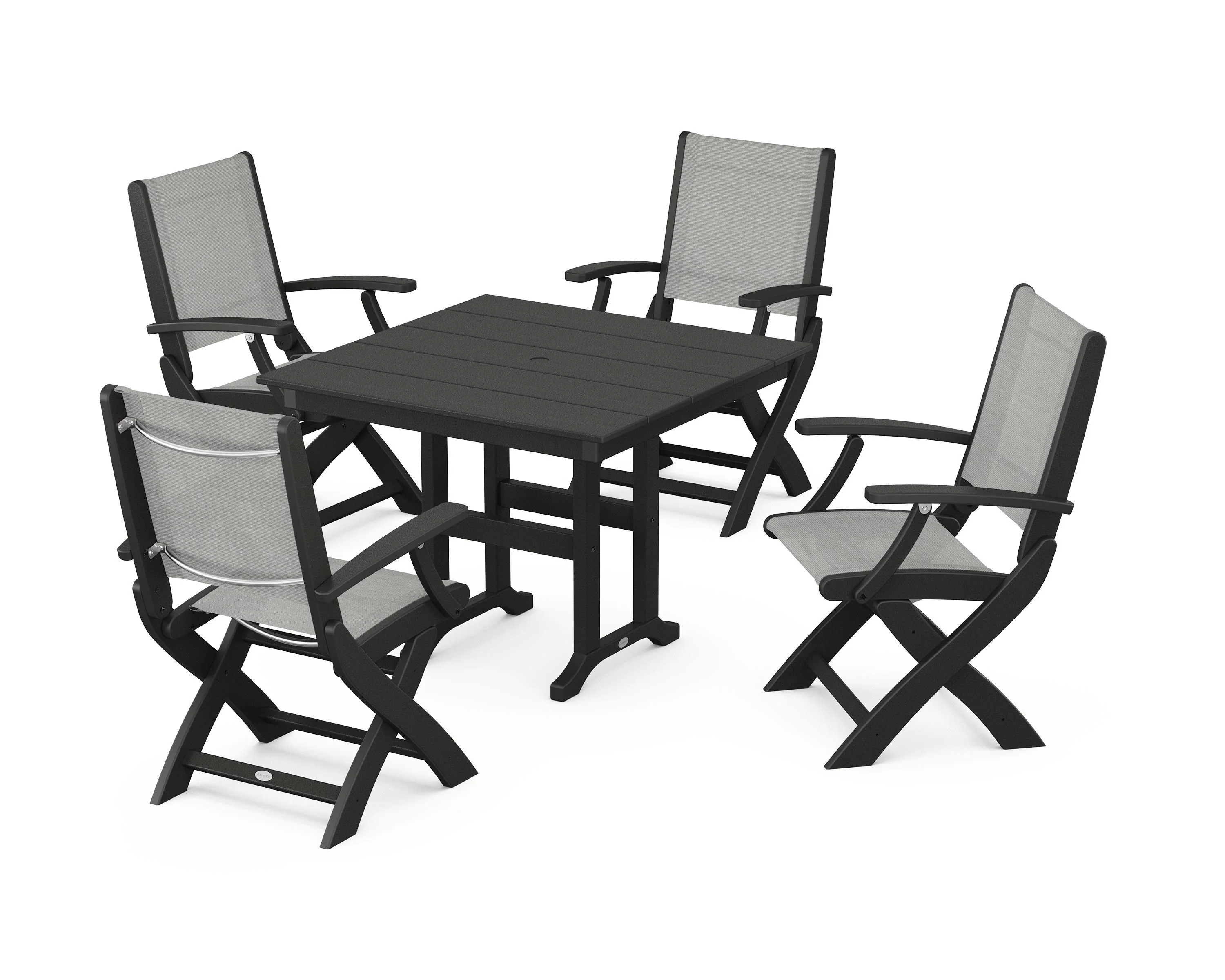Coastal Folding Chair 5-Piece Farmhouse Dining Set - Image 38