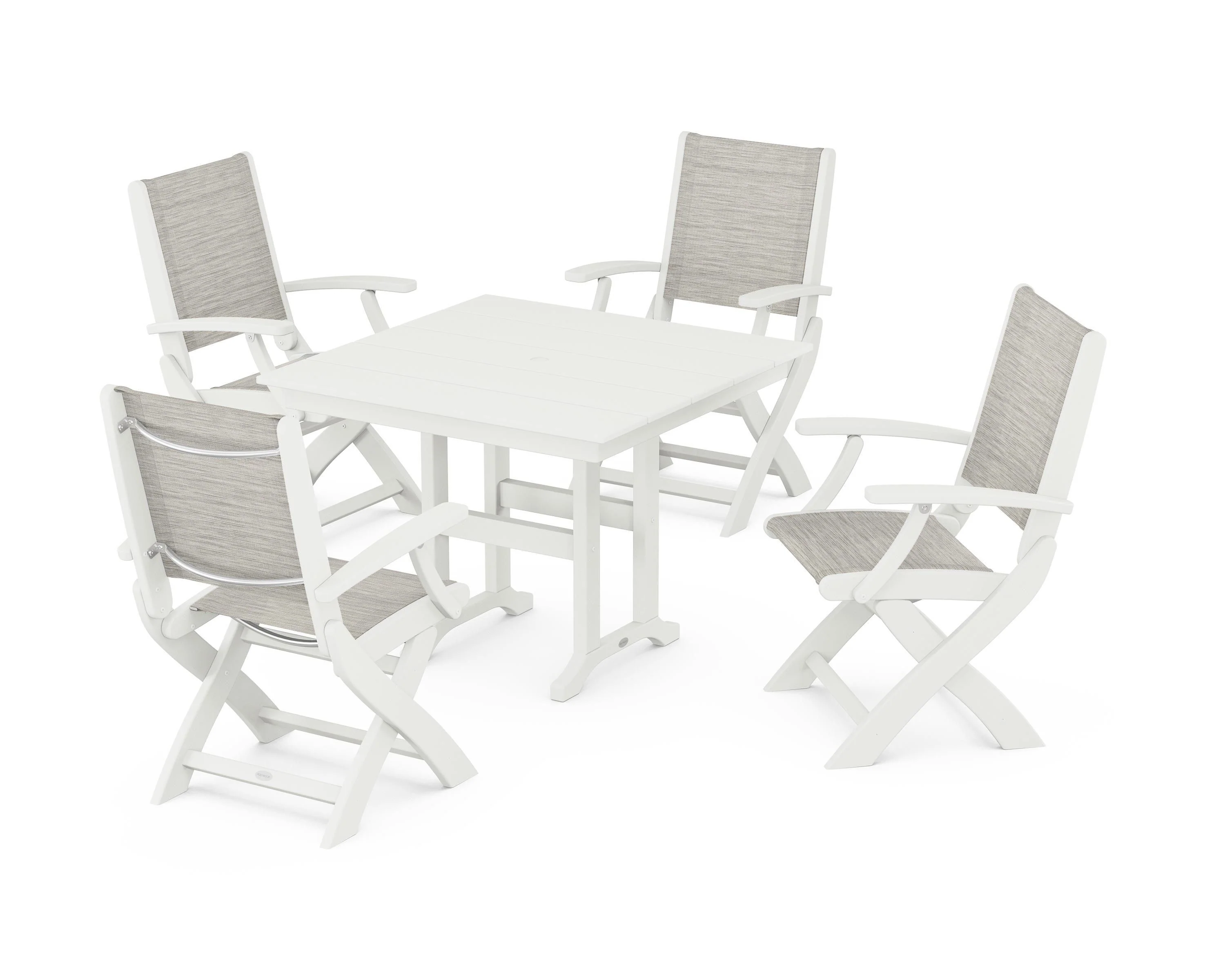 Coastal Folding Chair 5-Piece Farmhouse Dining Set - Image 39