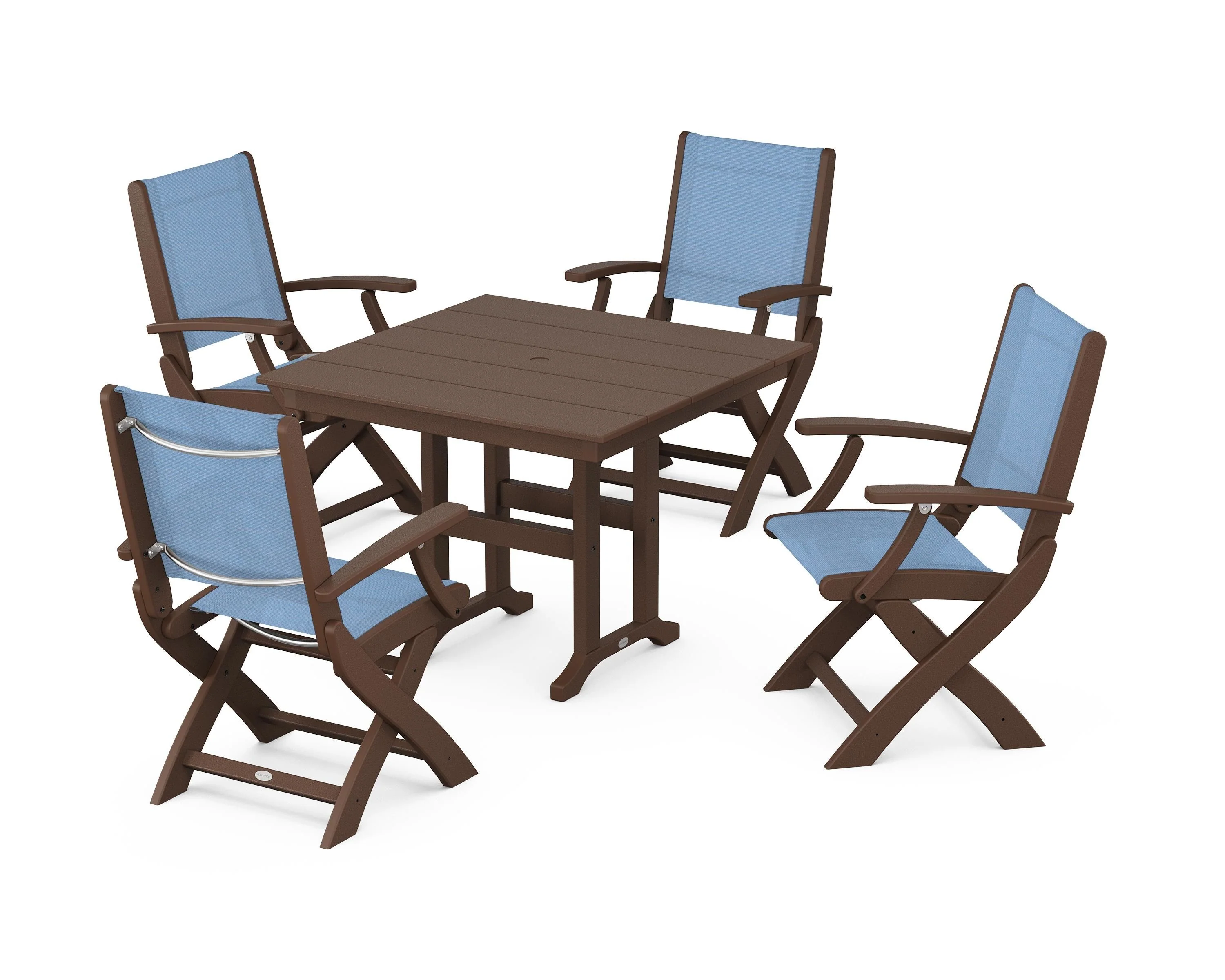 Coastal Folding Chair 5-Piece Farmhouse Dining Set - Image 4