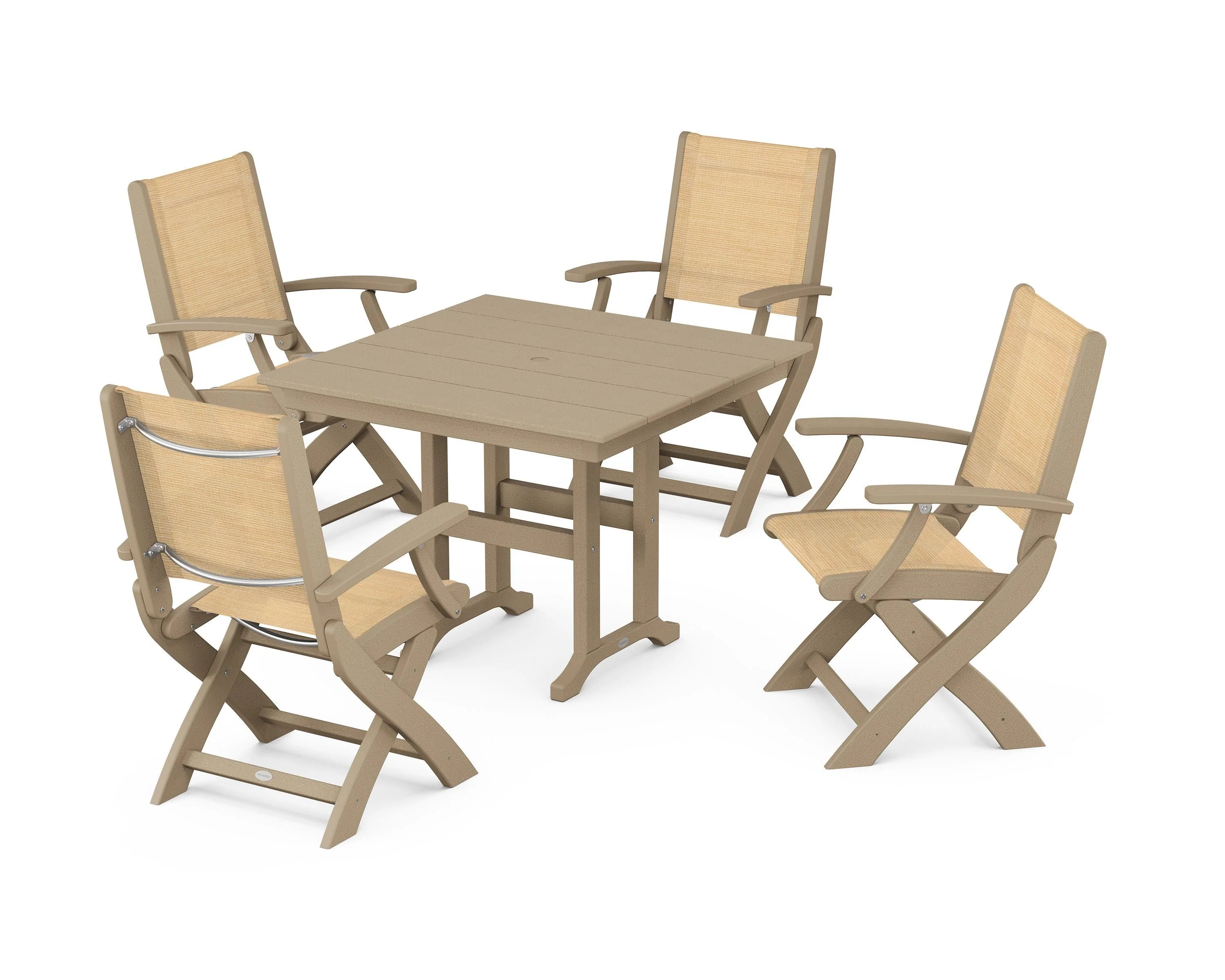 Coastal Folding Chair 5-Piece Farmhouse Dining Set - Image 40