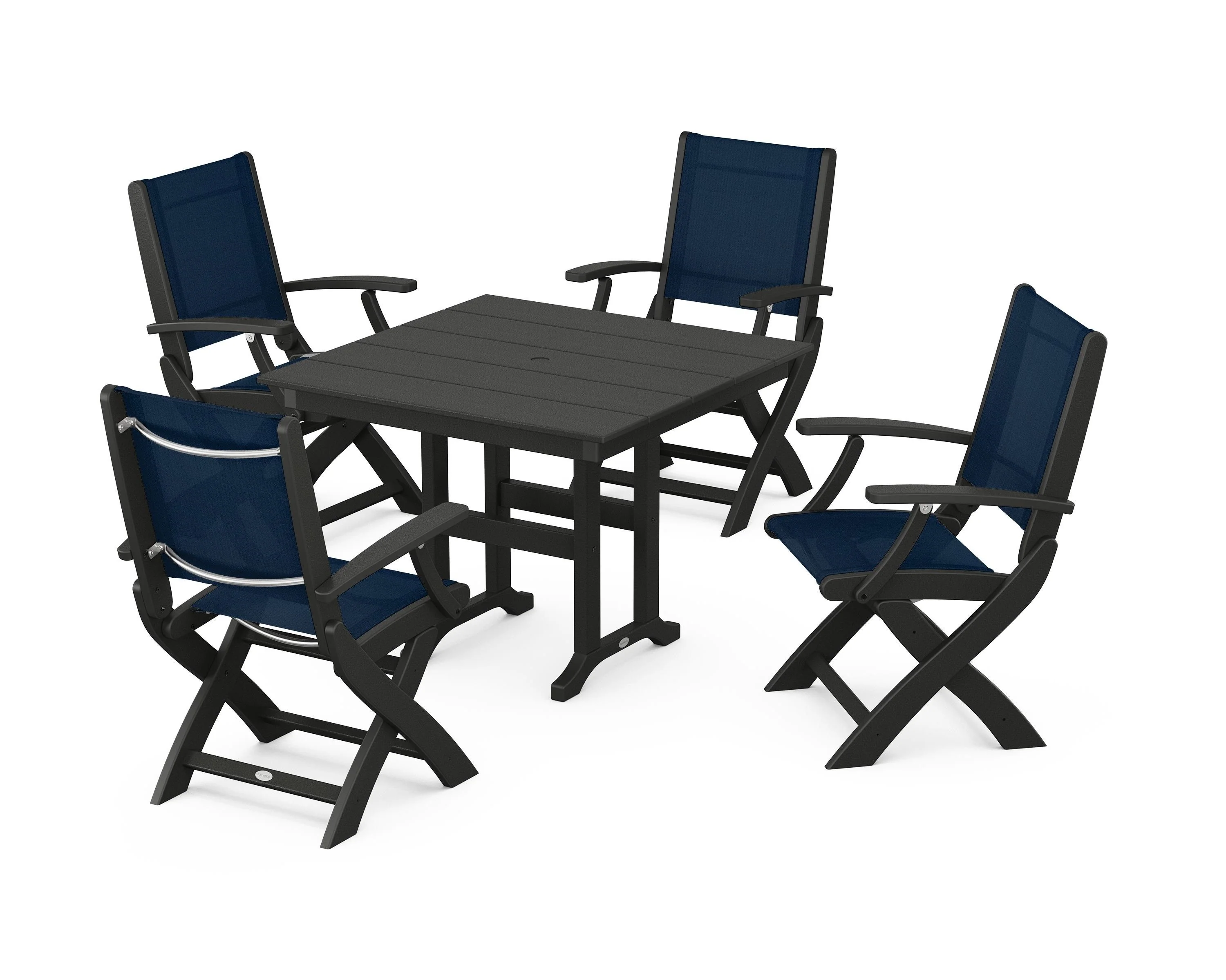Coastal Folding Chair 5-Piece Farmhouse Dining Set - Image 42