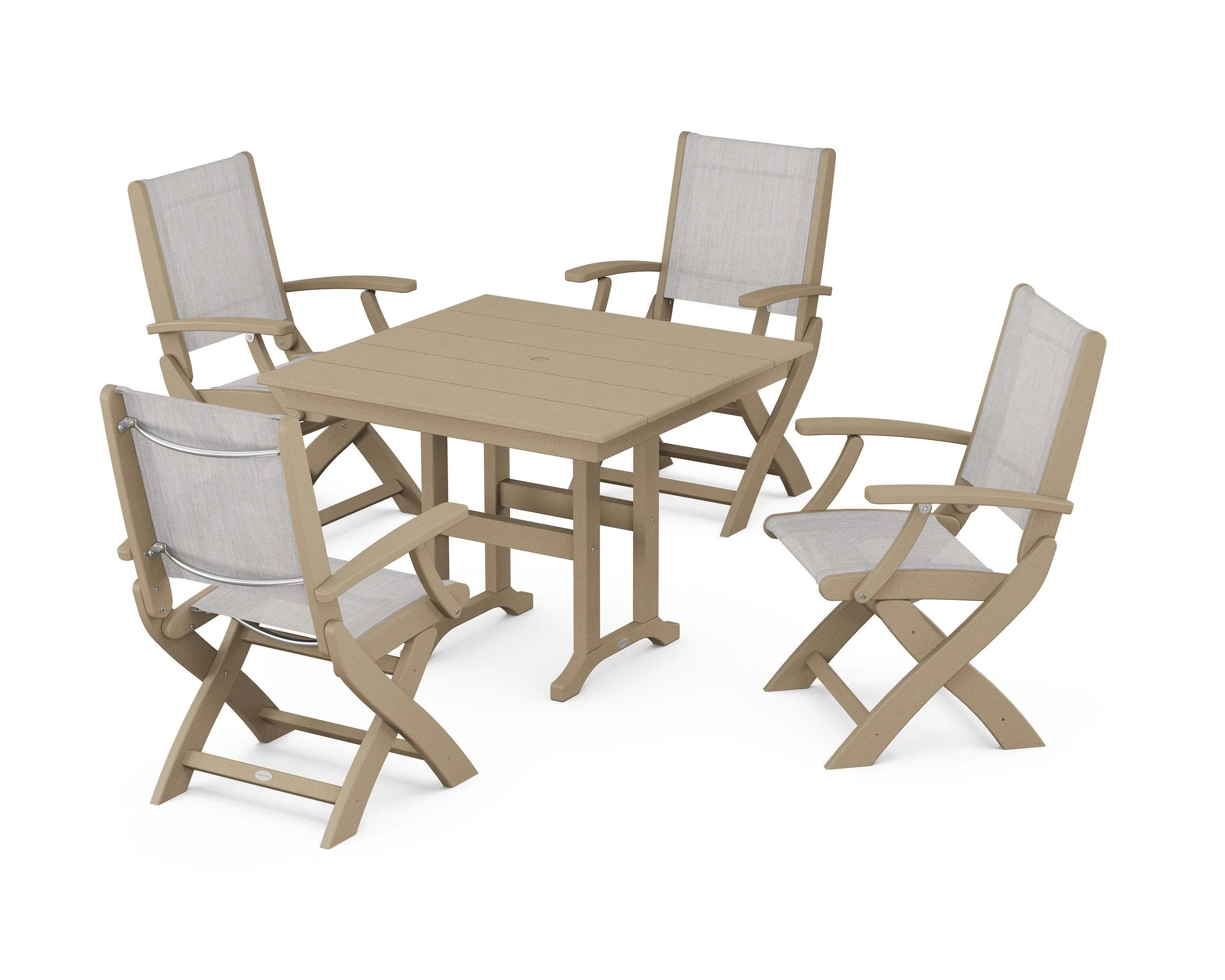 Coastal Folding Chair 5-Piece Farmhouse Dining Set - Image 43