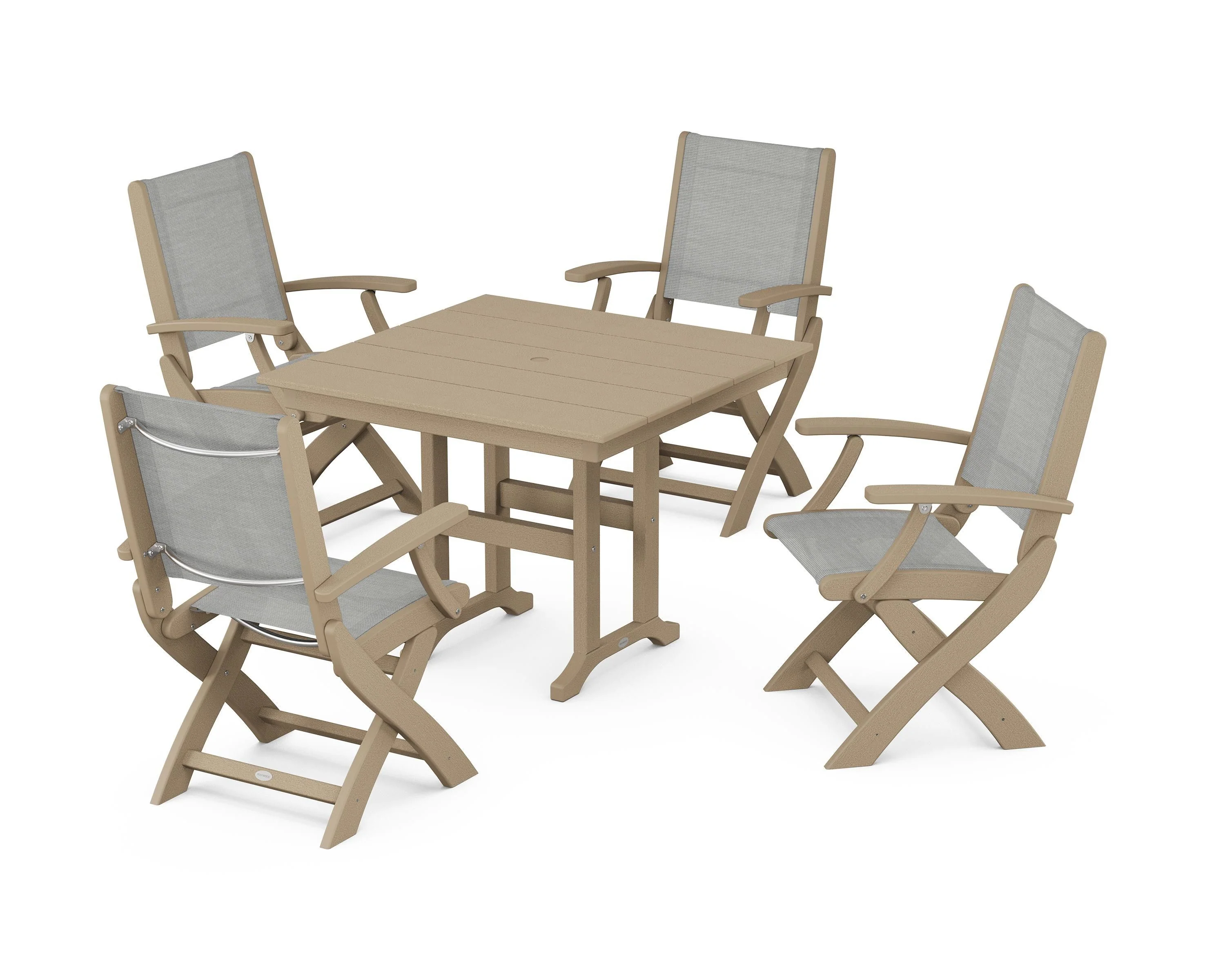 Coastal Folding Chair 5-Piece Farmhouse Dining Set - Image 44
