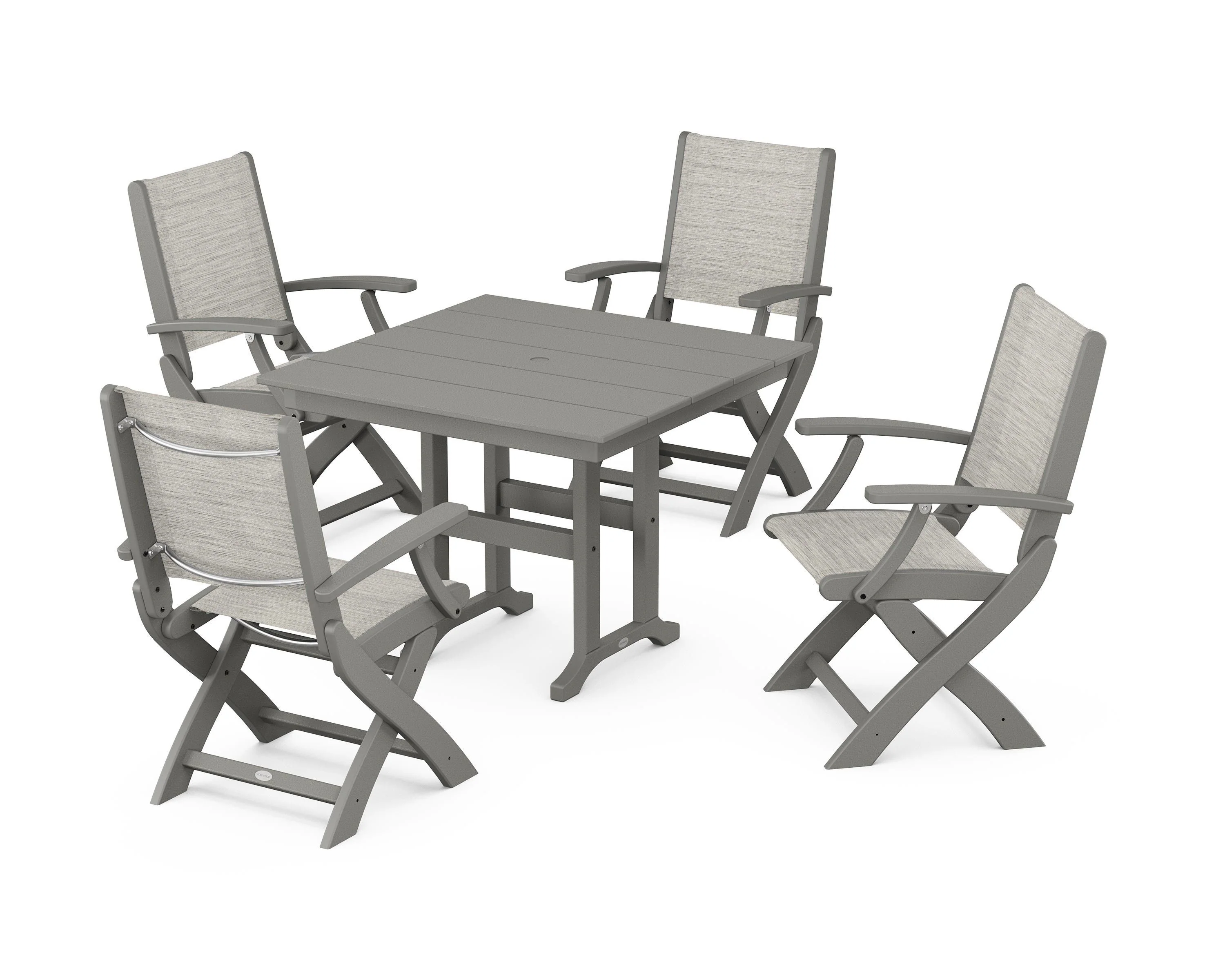 Coastal Folding Chair 5-Piece Farmhouse Dining Set - Image 45