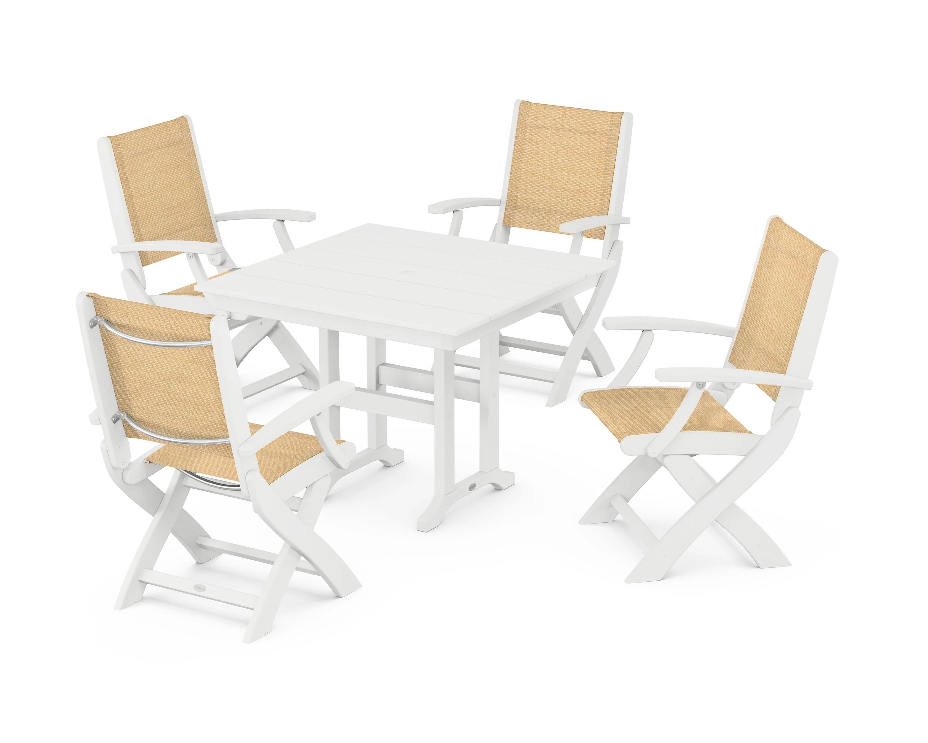 Coastal Folding Chair 5-Piece Farmhouse Dining Set - Image 46