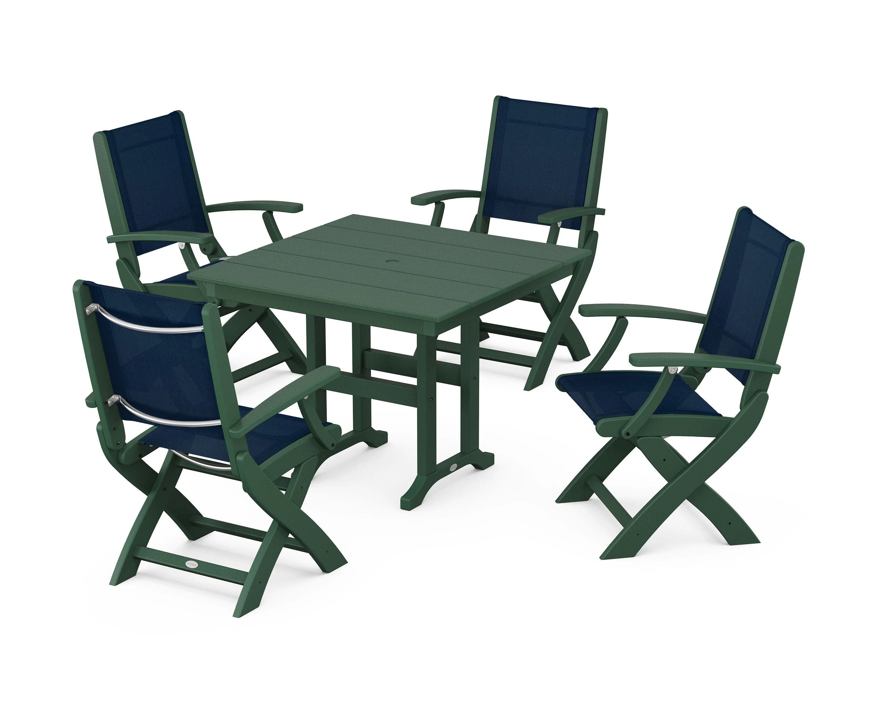 Coastal Folding Chair 5-Piece Farmhouse Dining Set - Image 47