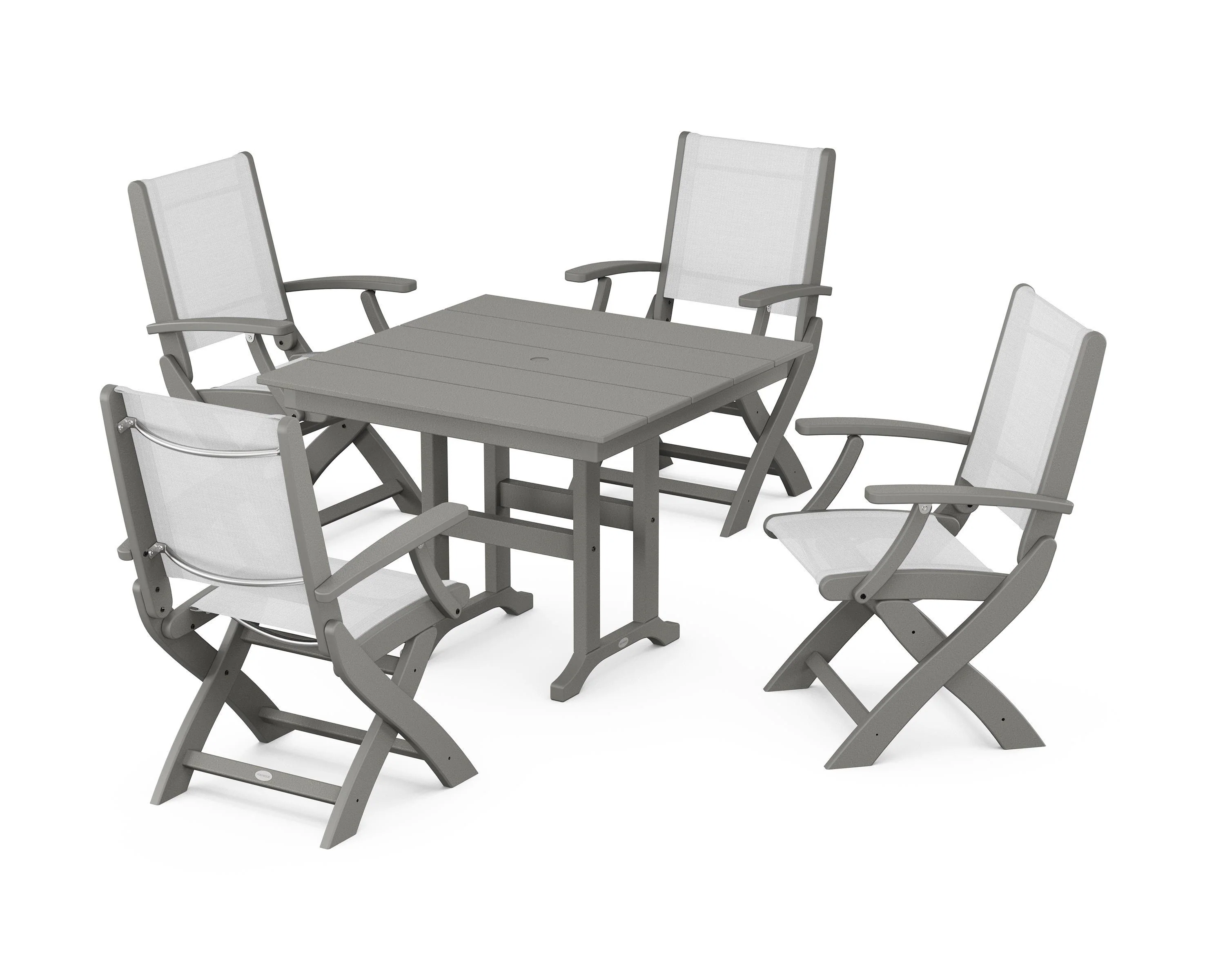 Coastal Folding Chair 5-Piece Farmhouse Dining Set - Image 48