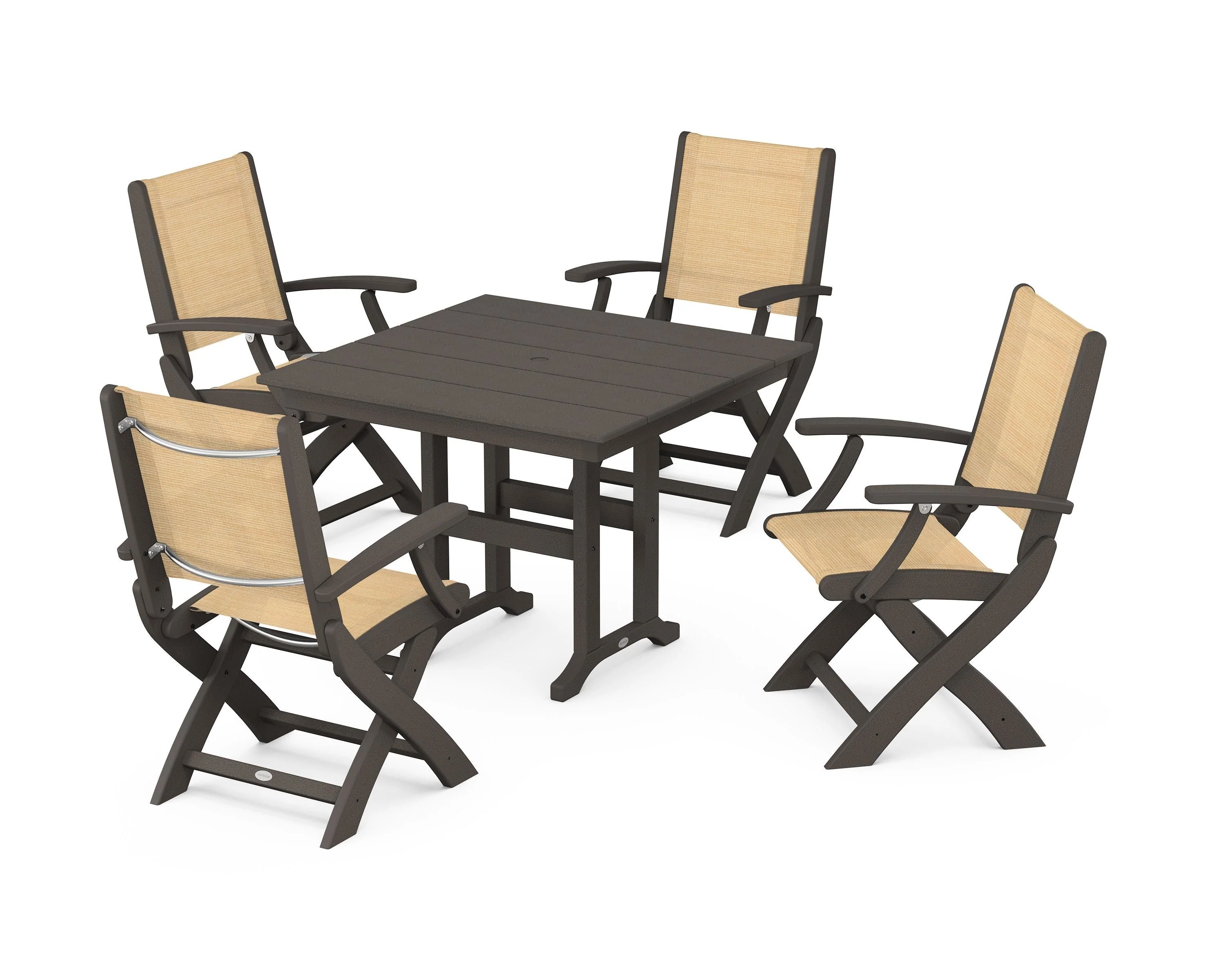 Coastal Folding Chair 5-Piece Farmhouse Dining Set - Image 49