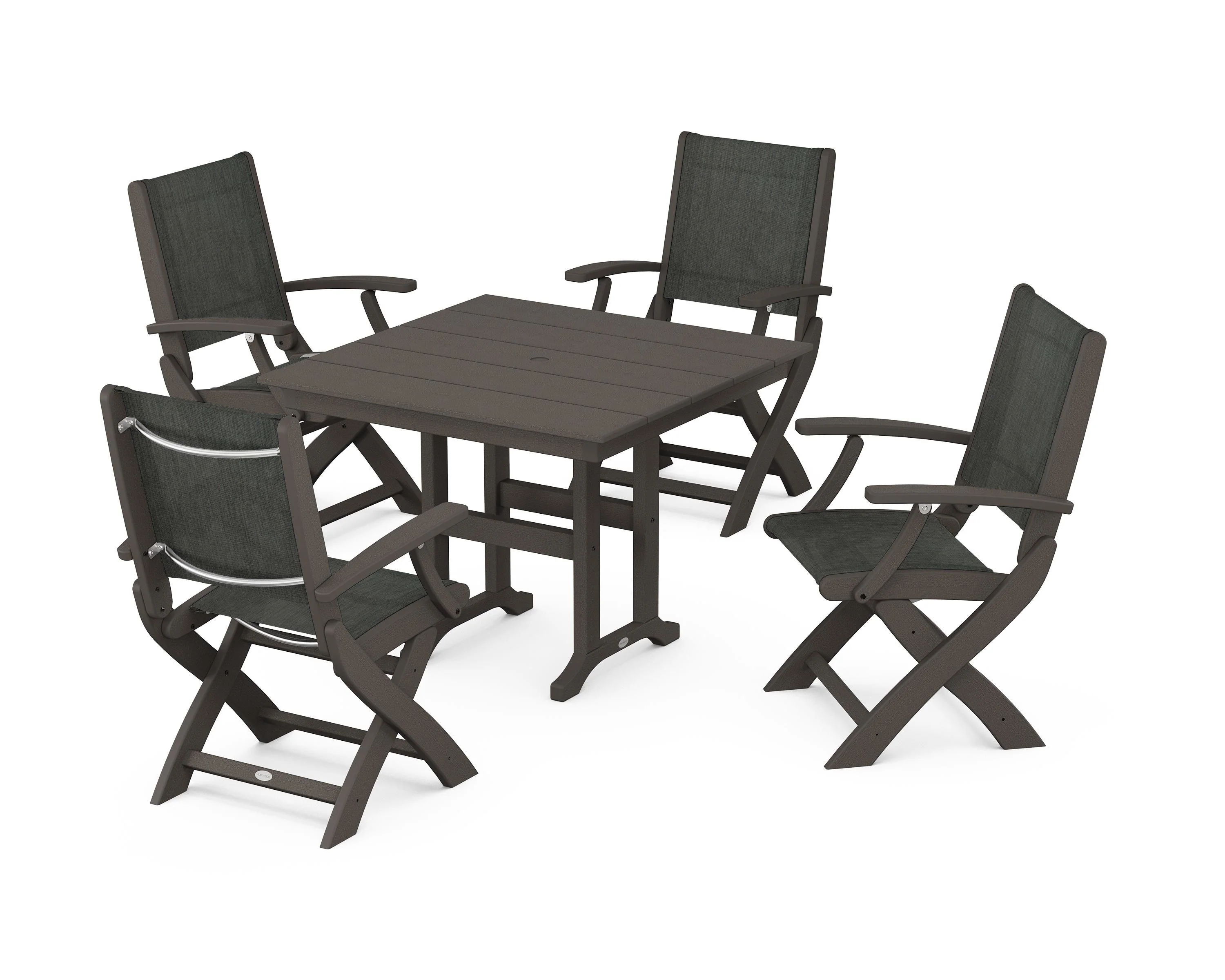 Coastal Folding Chair 5-Piece Farmhouse Dining Set - Image 50