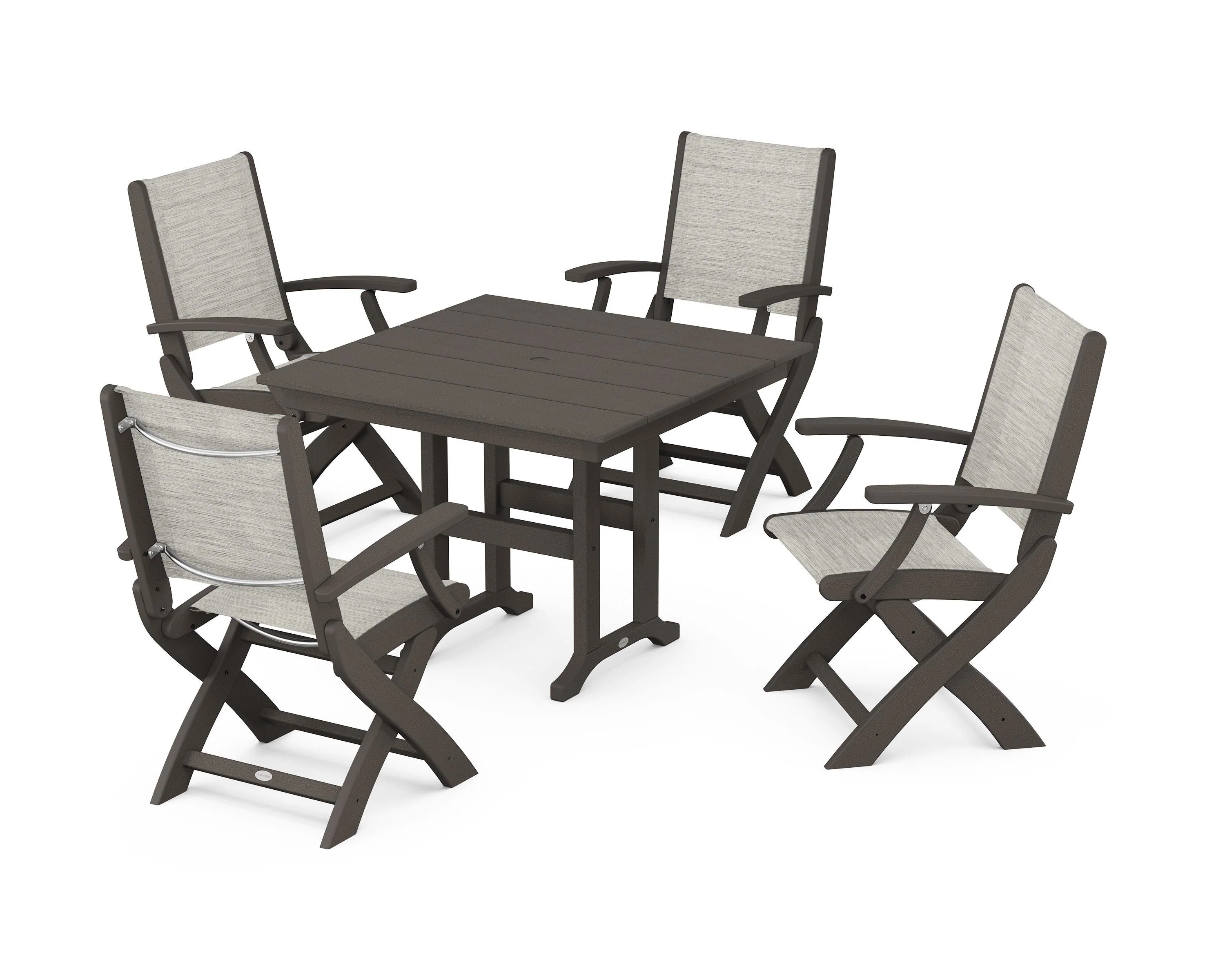 Coastal Folding Chair 5-Piece Farmhouse Dining Set - Image 51