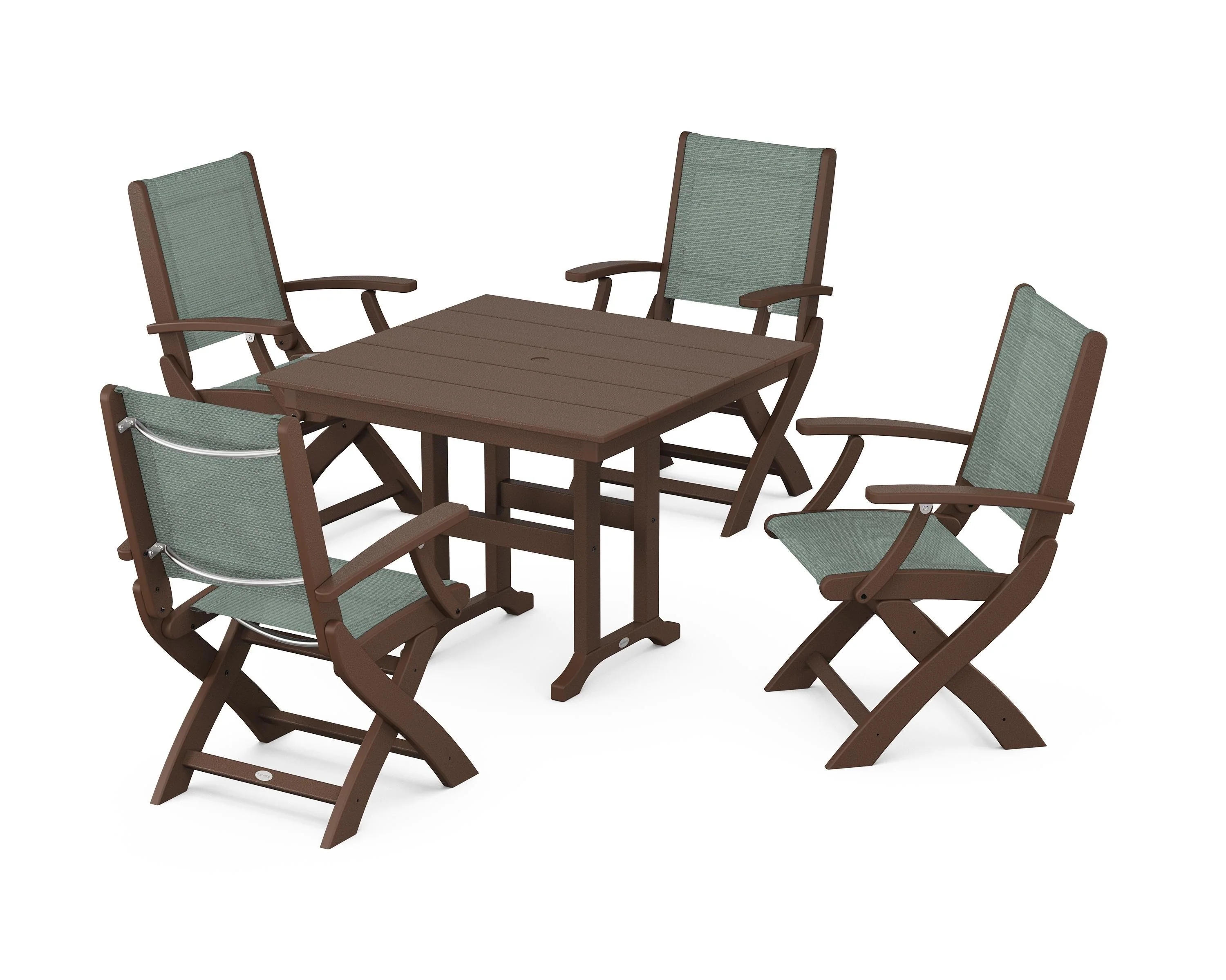 Coastal Folding Chair 5-Piece Farmhouse Dining Set - Image 53