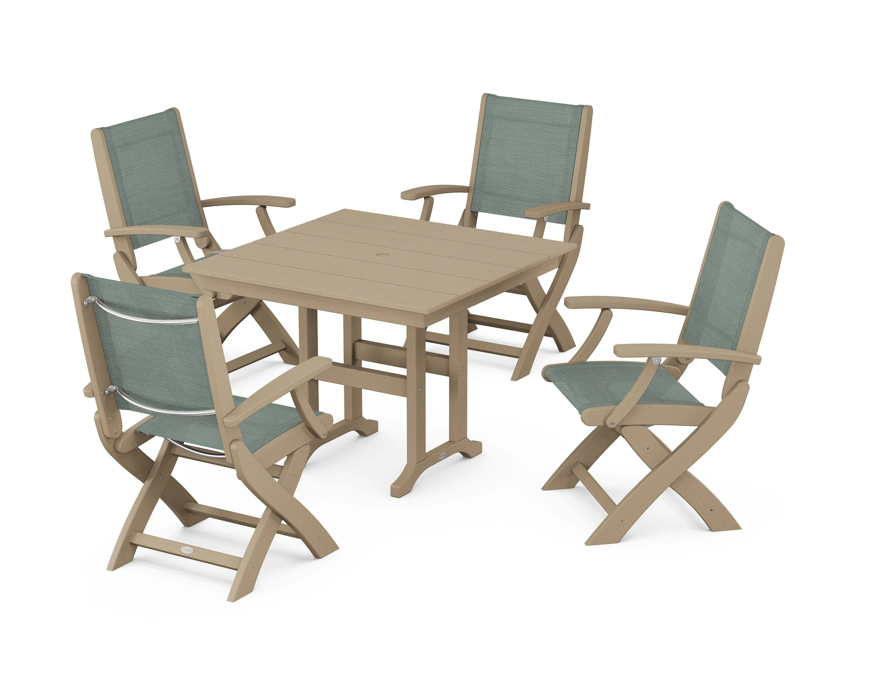 Coastal Folding Chair 5-Piece Farmhouse Dining Set - Image 56