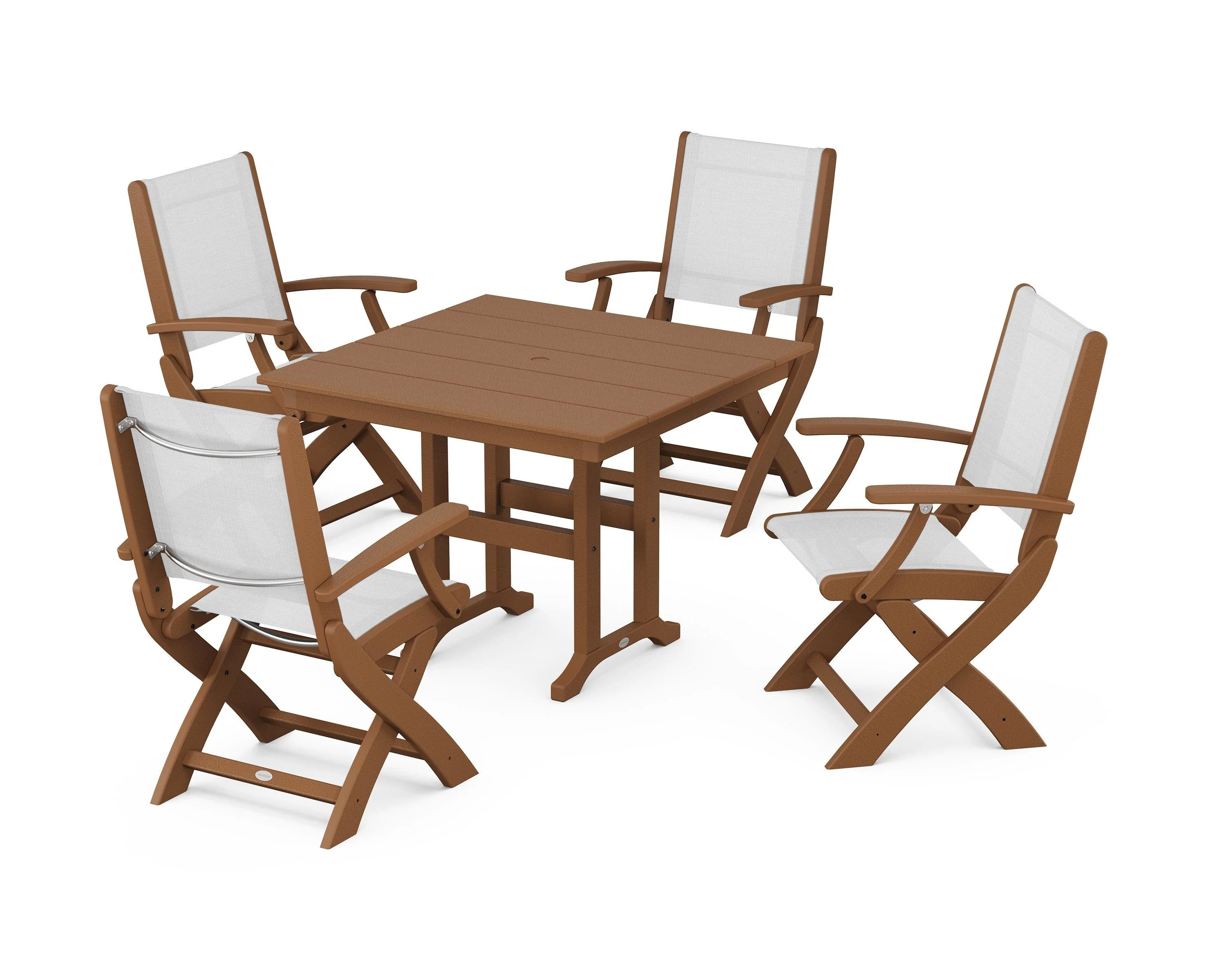 Coastal Folding Chair 5-Piece Farmhouse Dining Set - Image 57