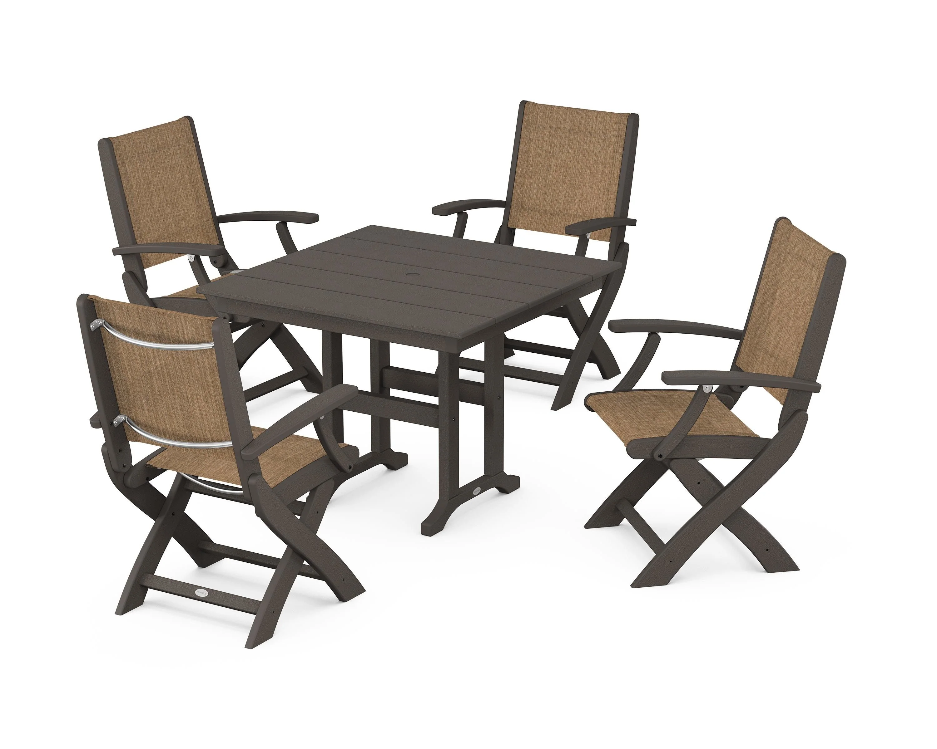 Coastal Folding Chair 5-Piece Farmhouse Dining Set - Image 58
