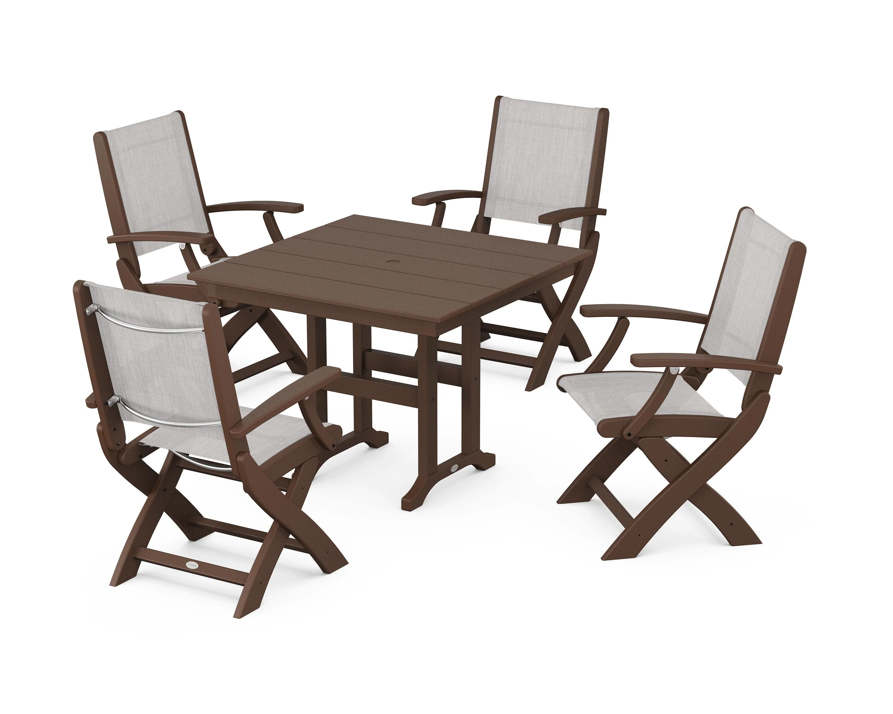 Coastal Folding Chair 5-Piece Farmhouse Dining Set - Image 59