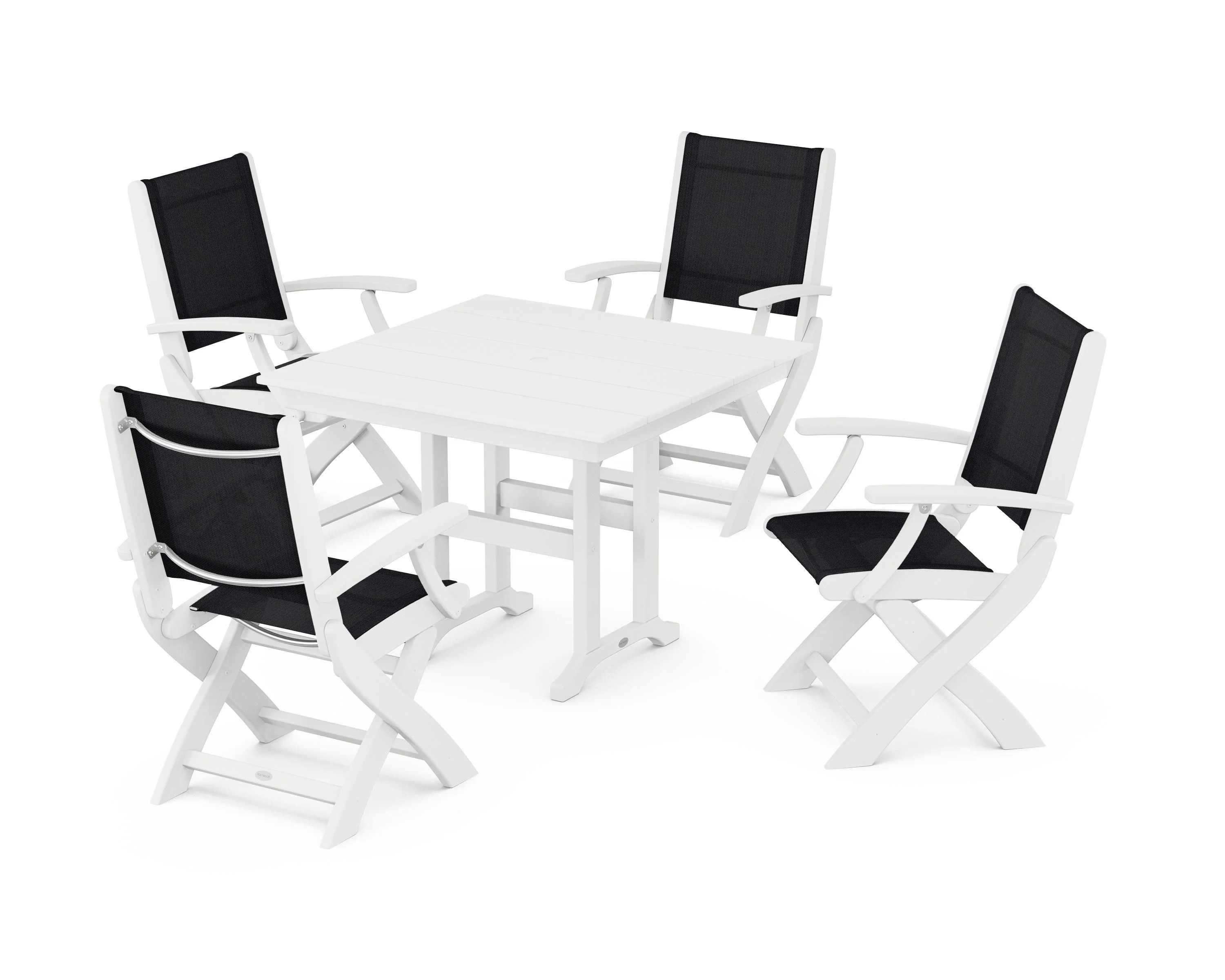 Coastal Folding Chair 5-Piece Farmhouse Dining Set - Image 6