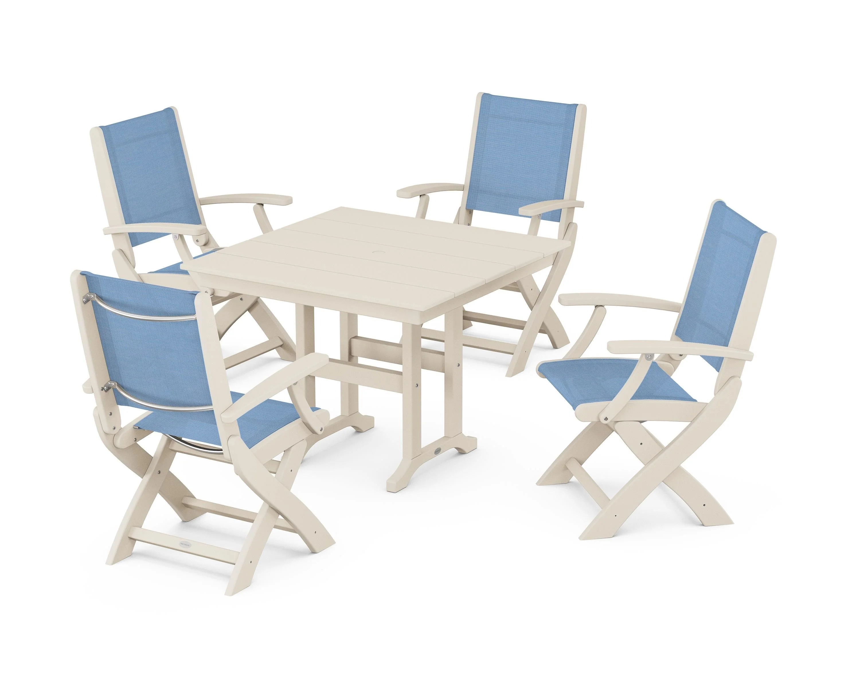 Coastal Folding Chair 5-Piece Farmhouse Dining Set - Image 60