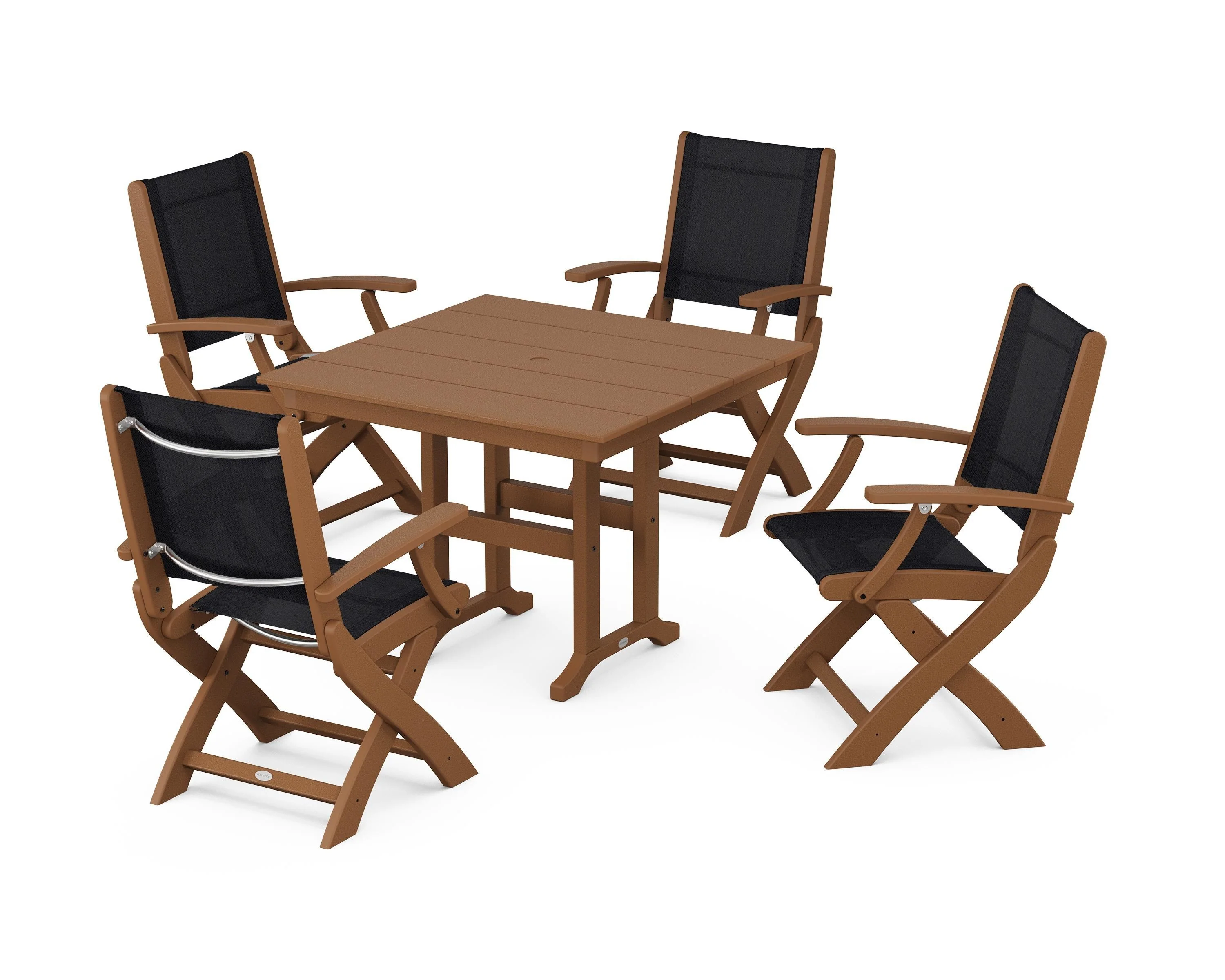 Coastal Folding Chair 5-Piece Farmhouse Dining Set - Image 61