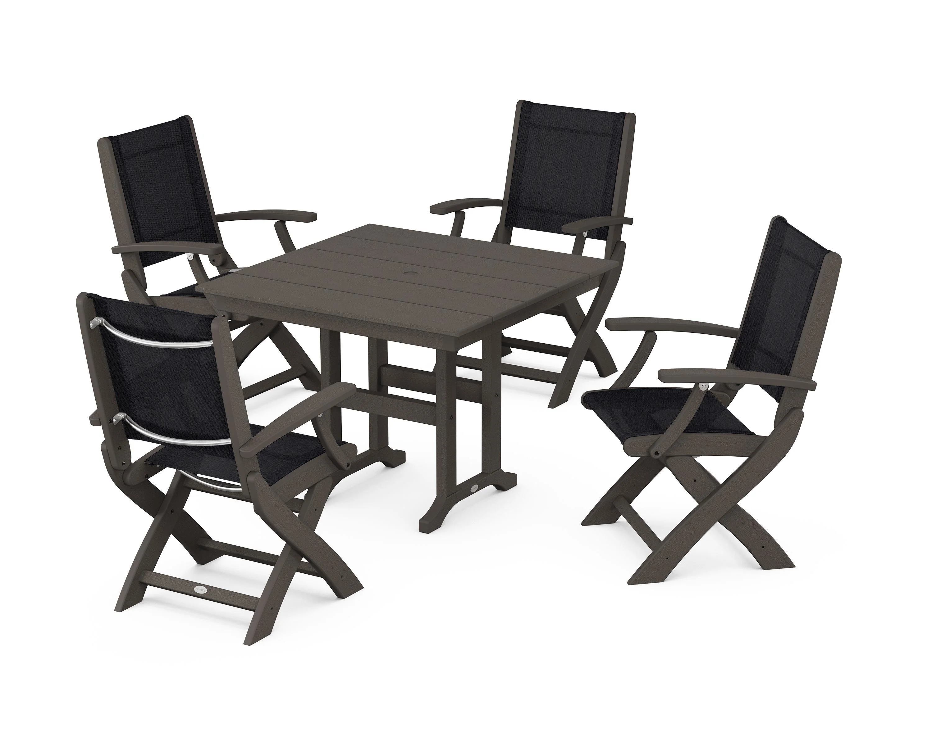 Coastal Folding Chair 5-Piece Farmhouse Dining Set - Image 62