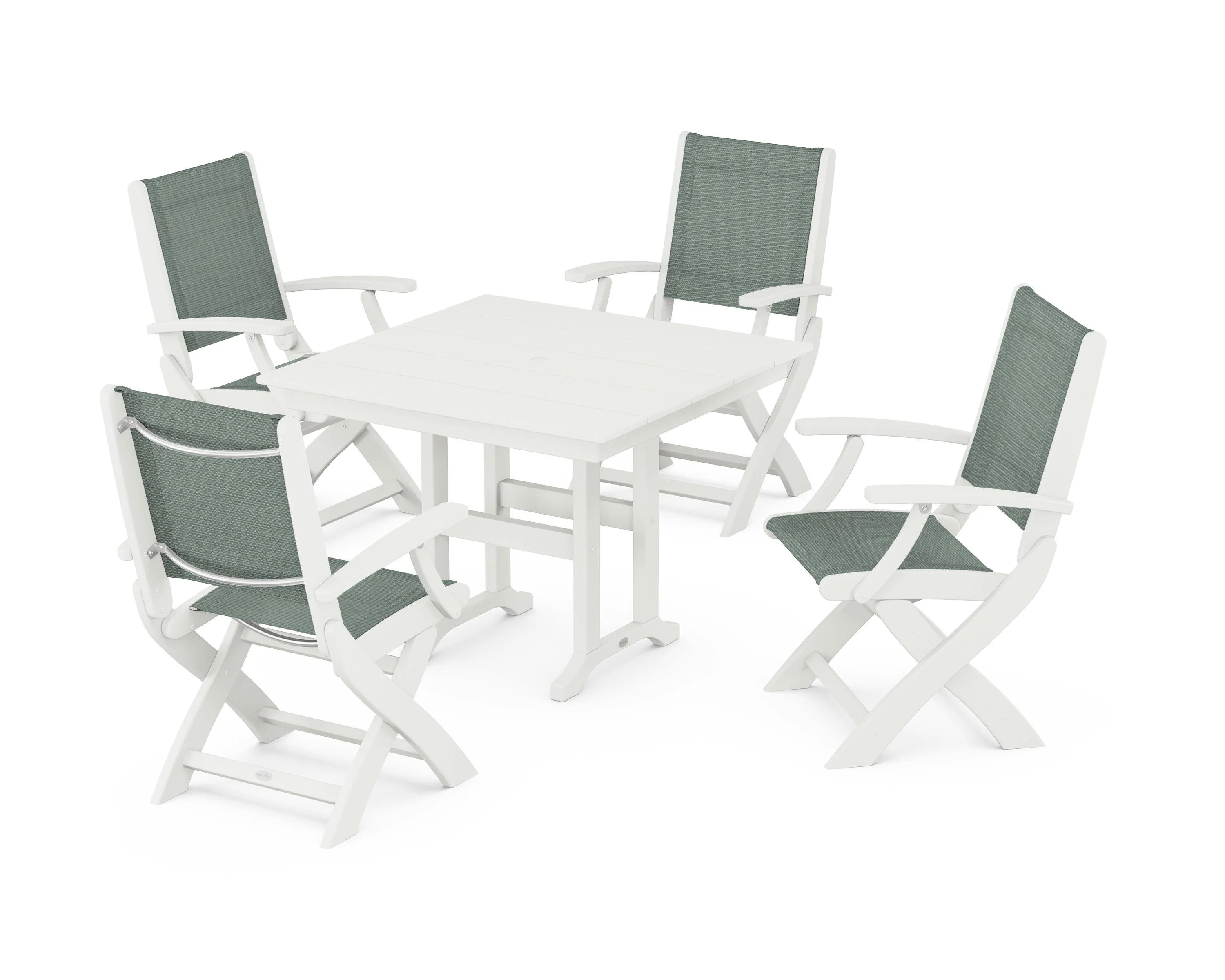 Coastal Folding Chair 5-Piece Farmhouse Dining Set - Image 63